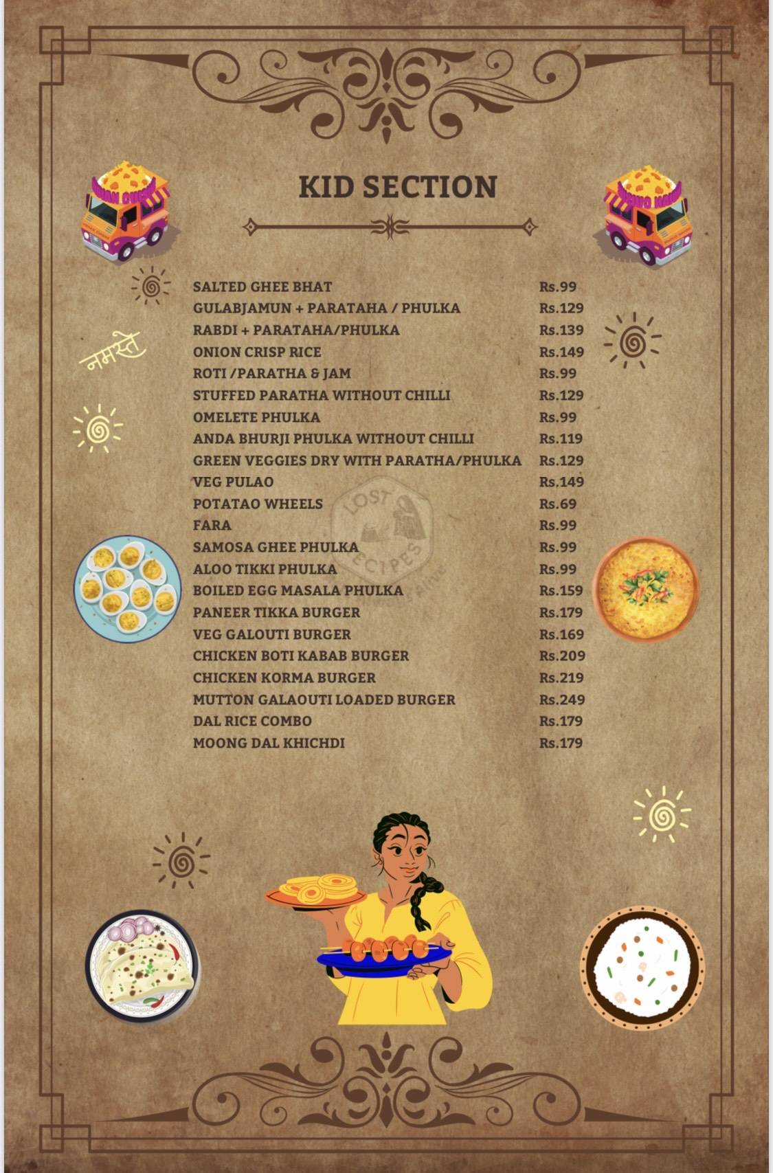 LOST RECIPES menu