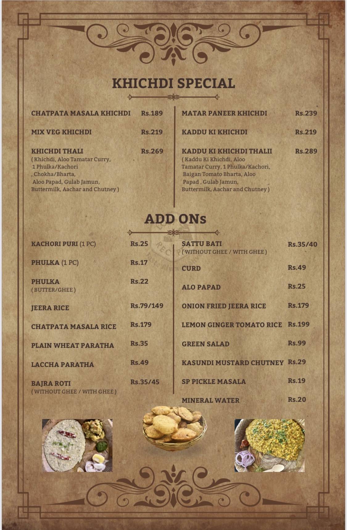 LOST RECIPES menu