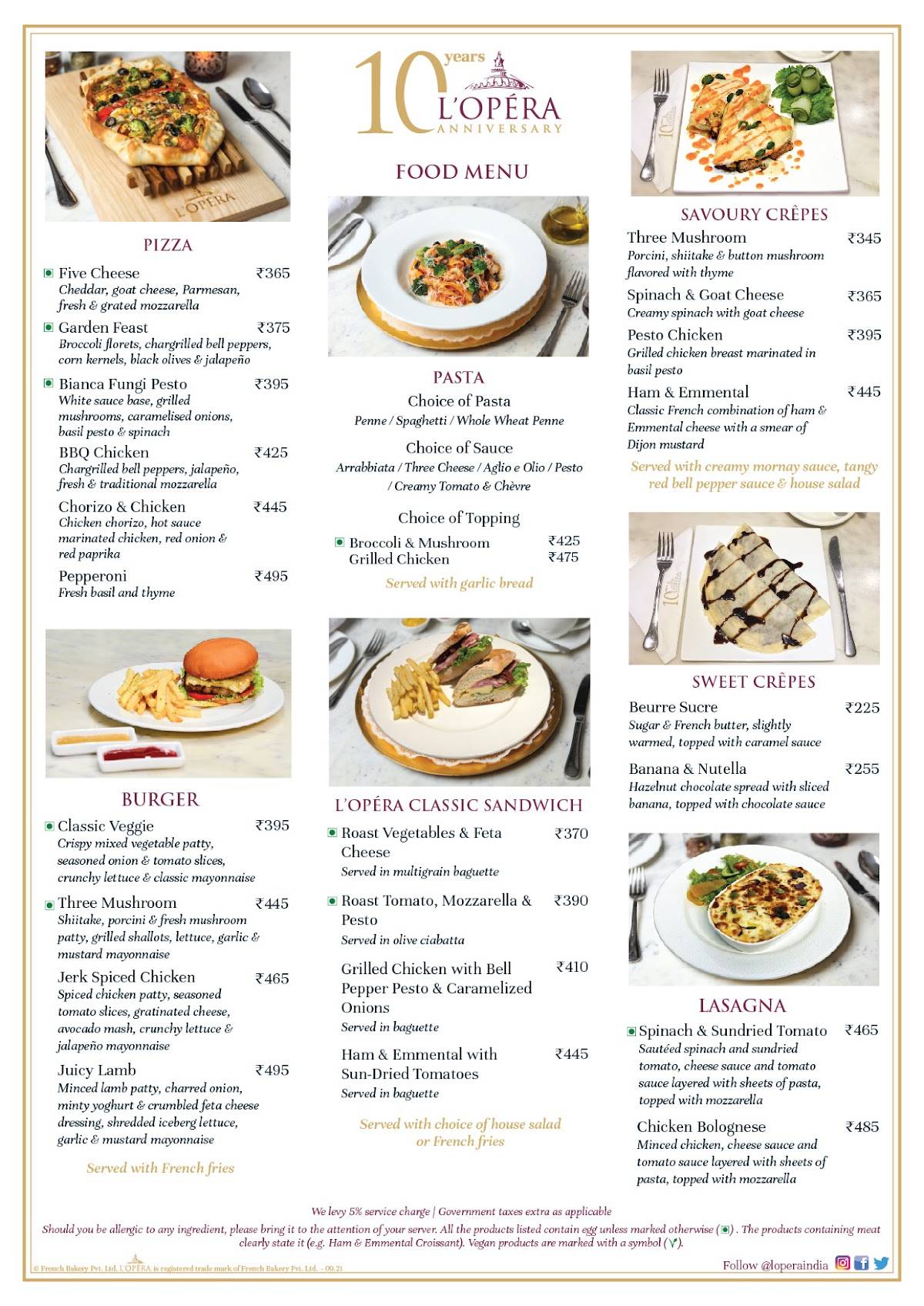 L’Opéra Basant Lok menu