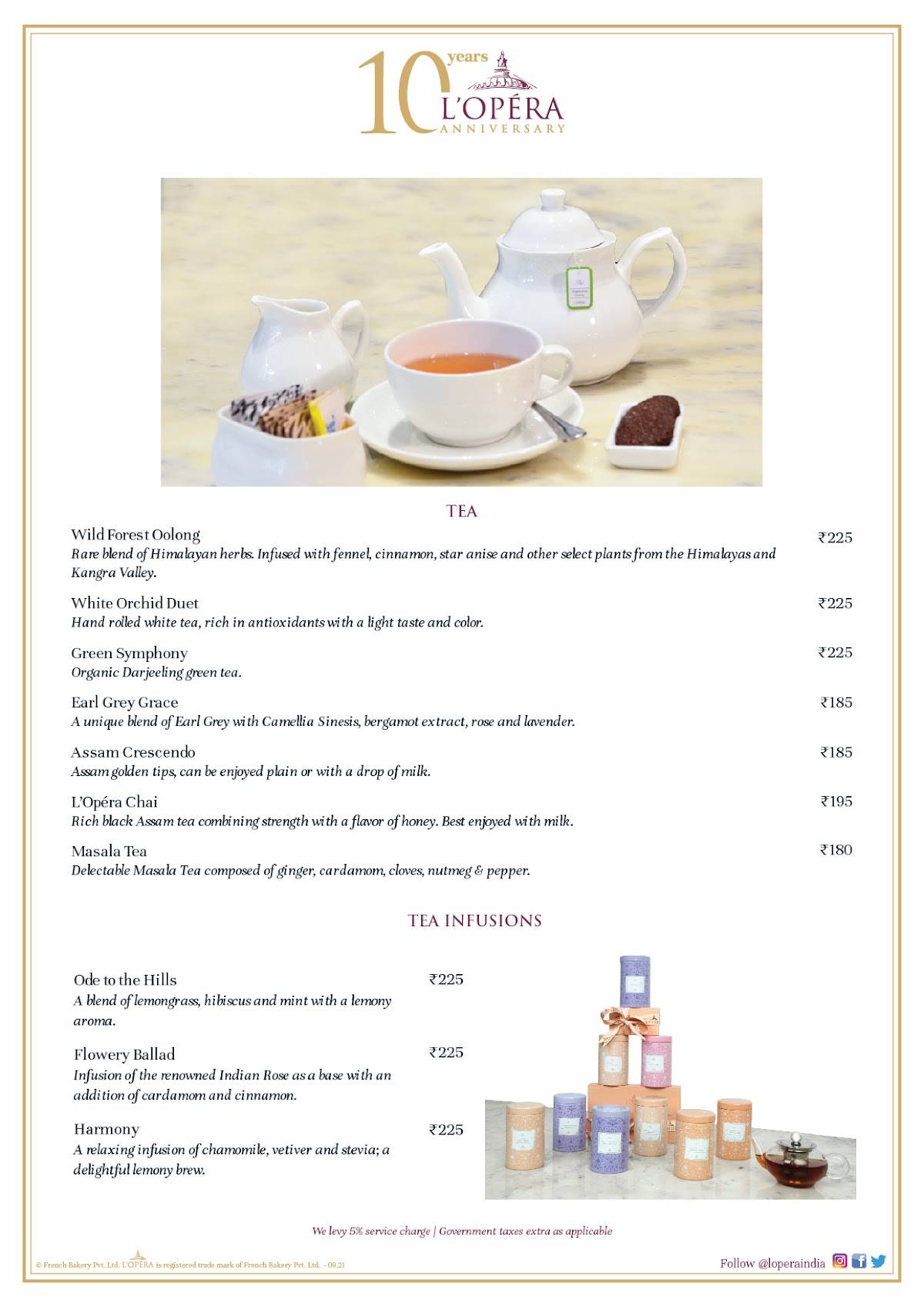 L’Opéra Basant Lok menu