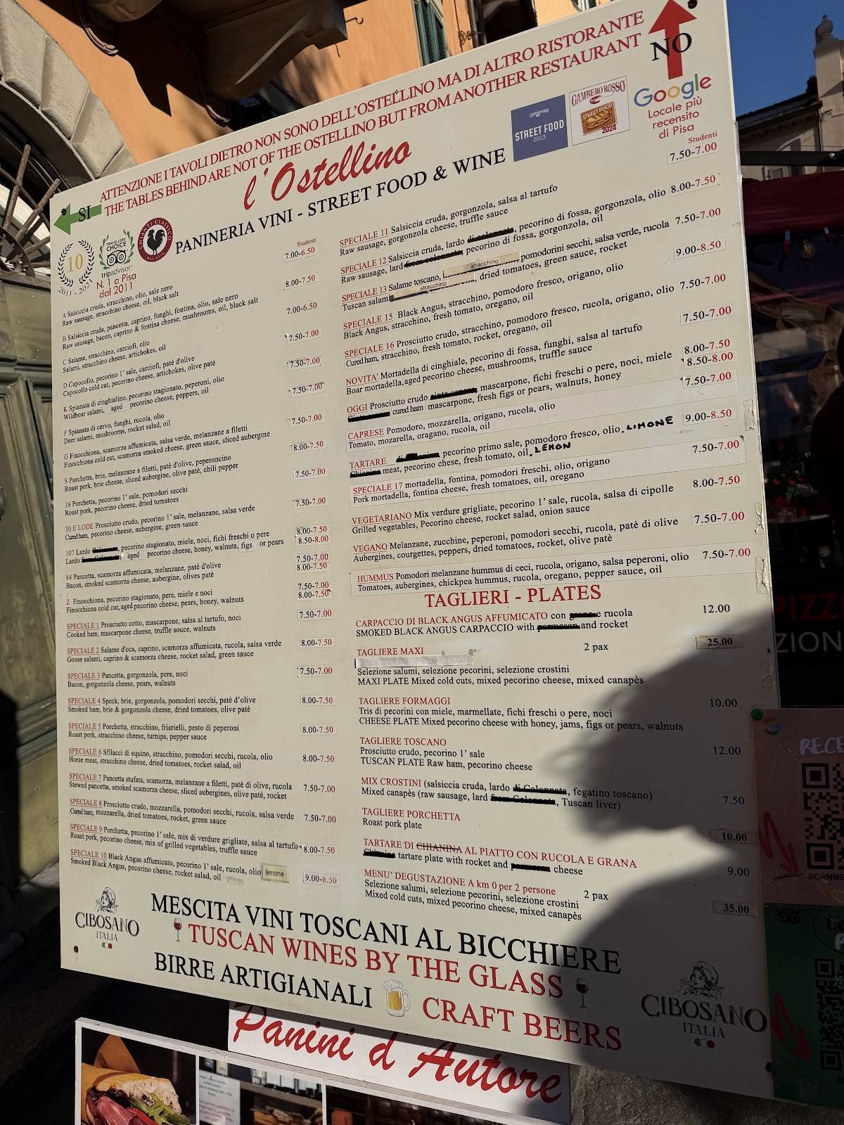 Menu di L'Ostellino 
