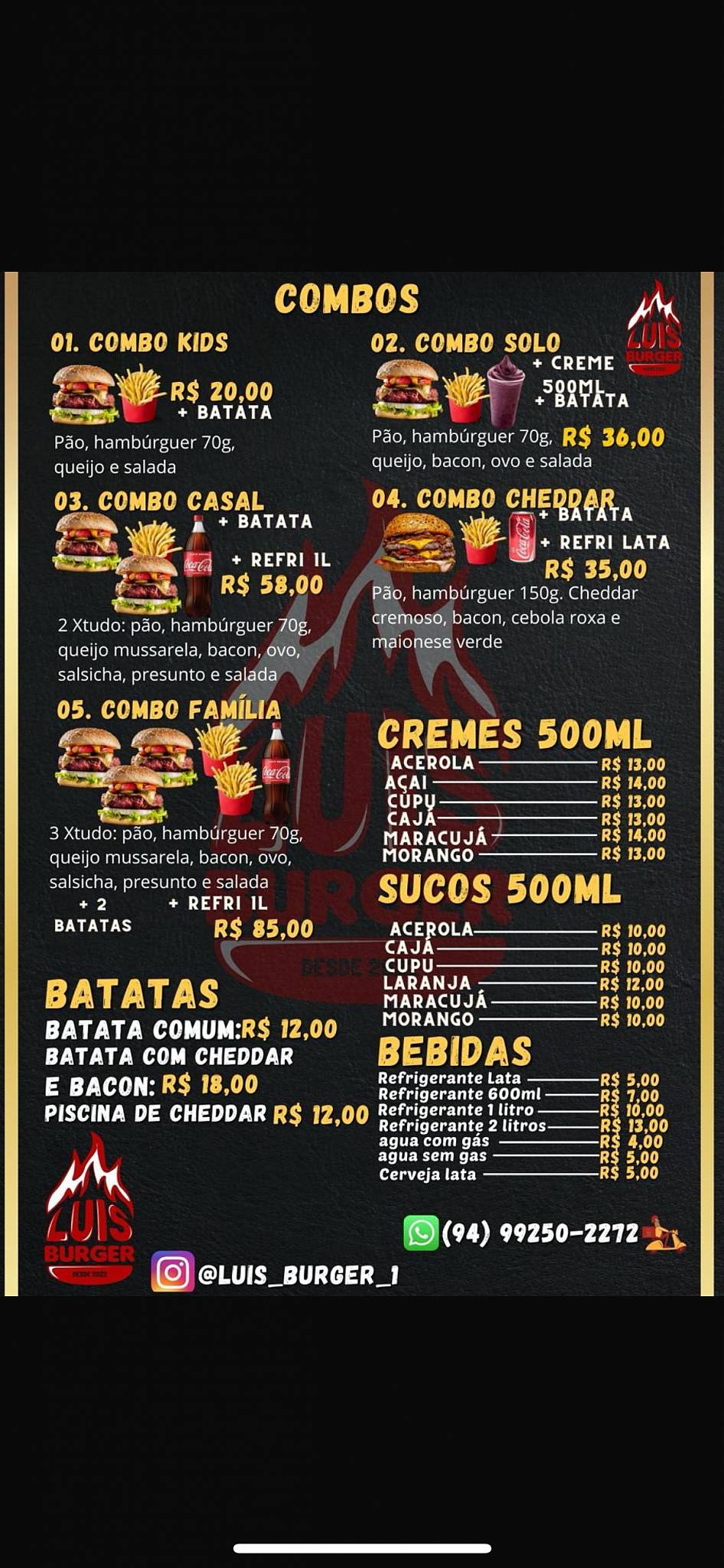 LUIS BURGER cardápio