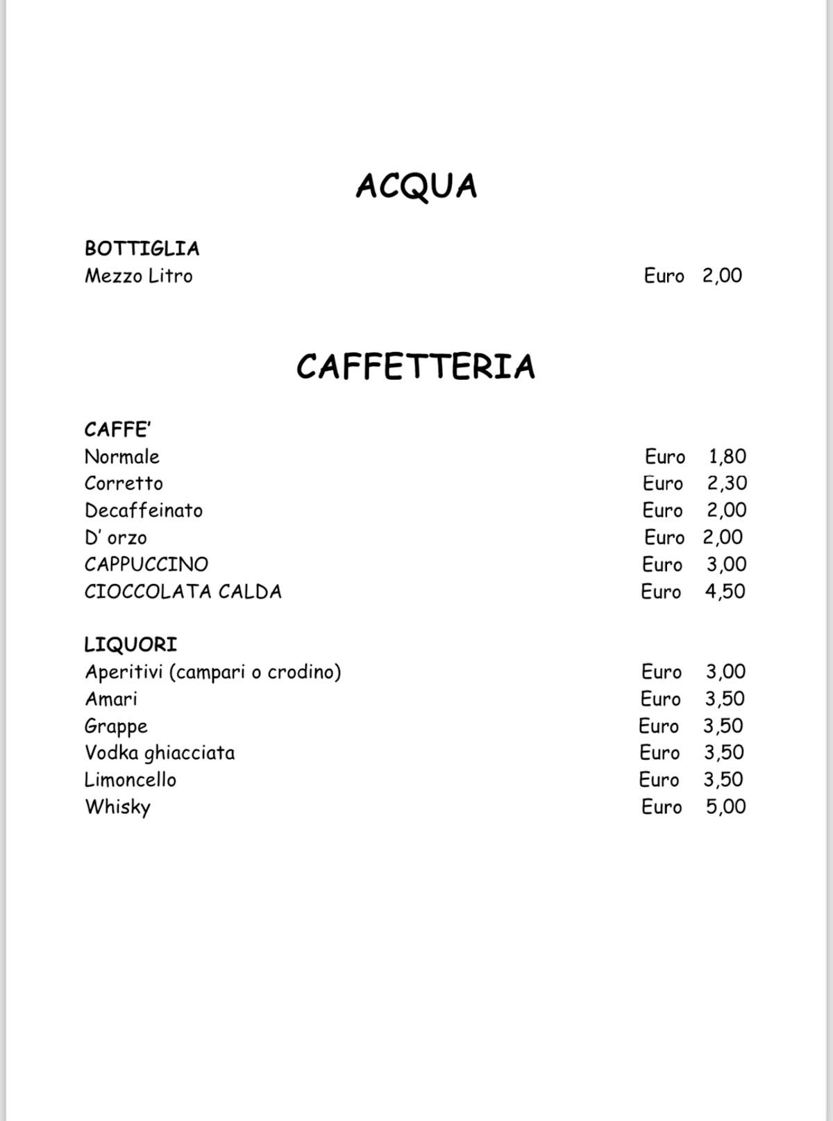 Menu di La Baita 