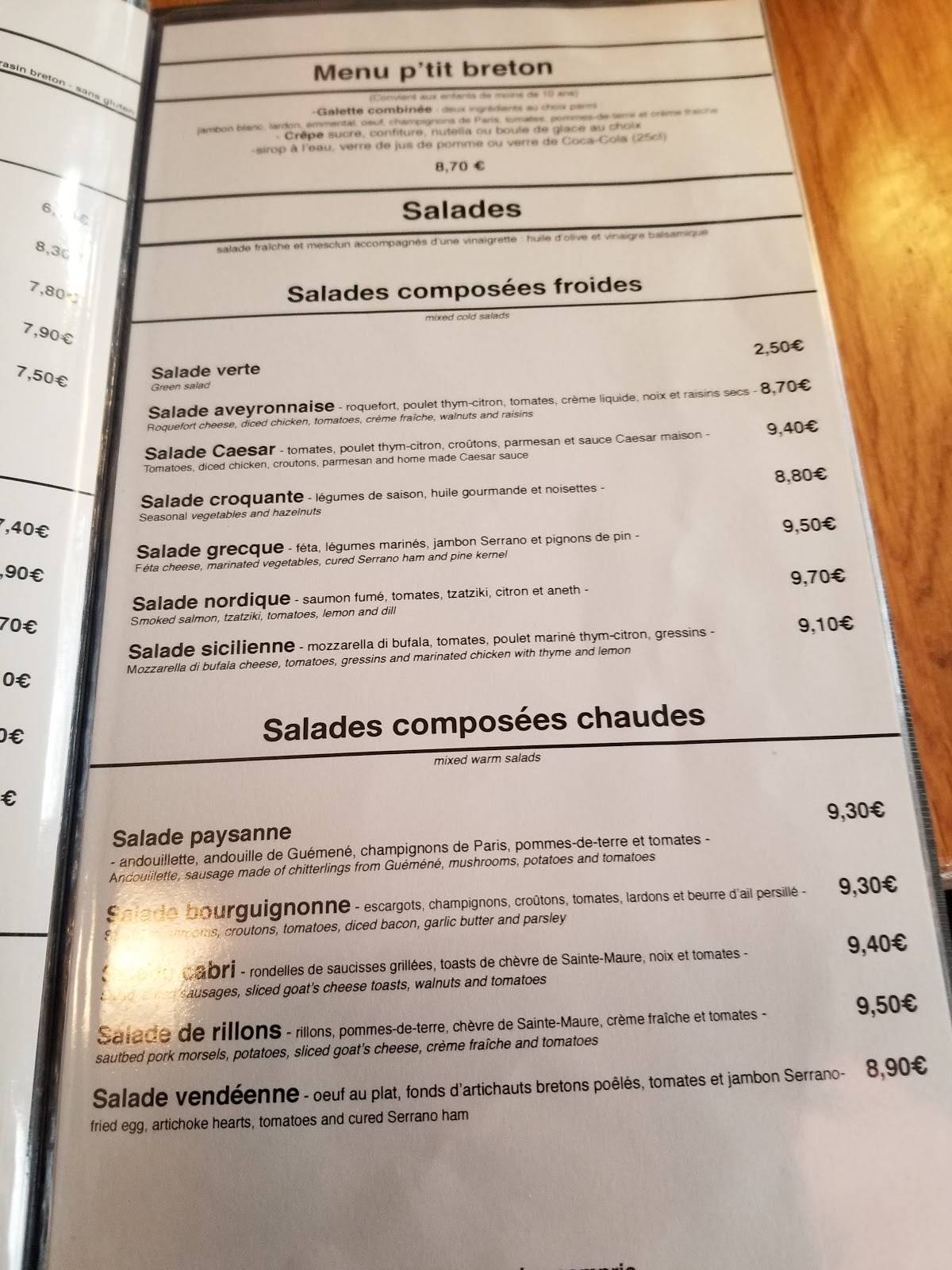 La Bigouden menu
