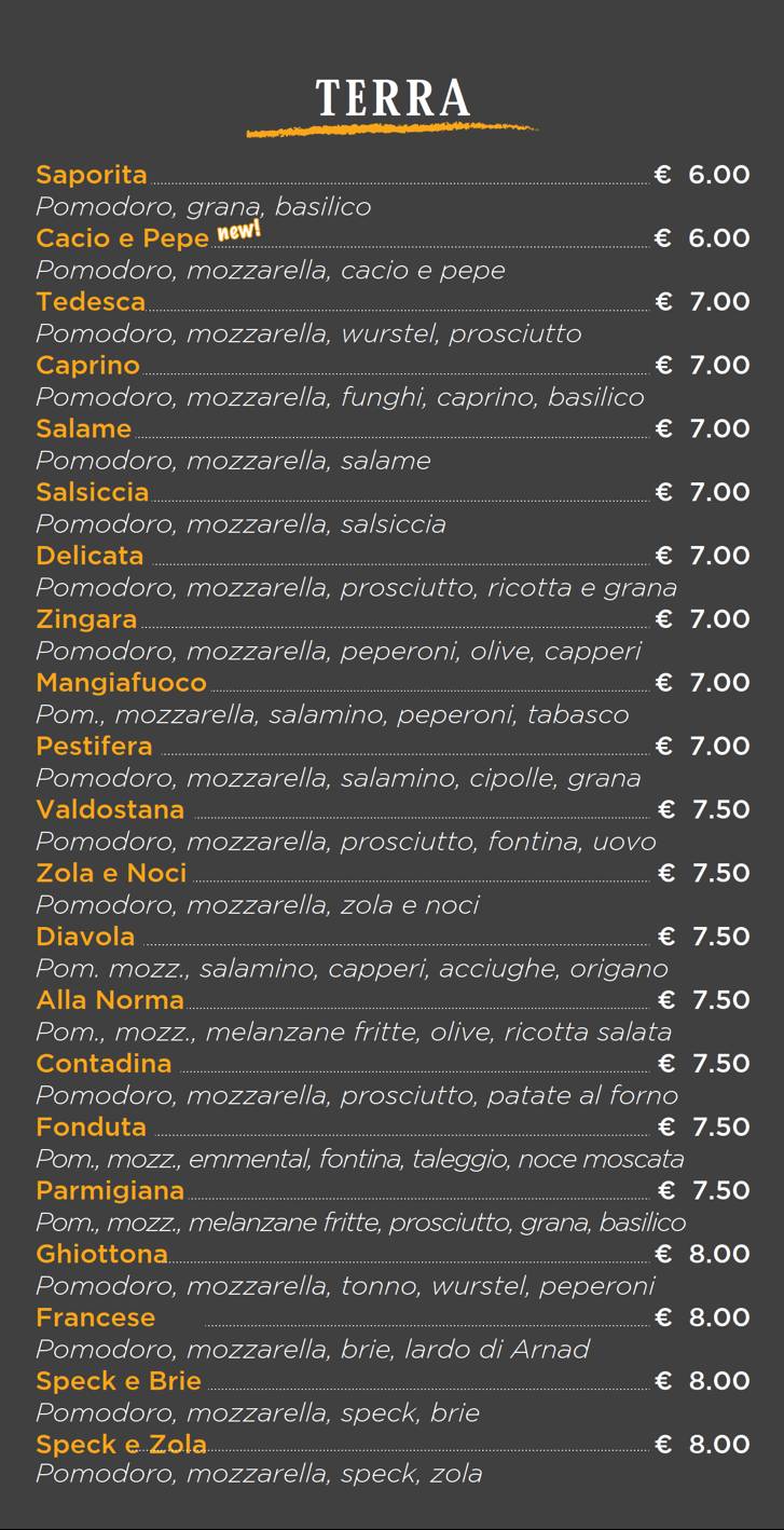 Menu di La bottega della pizza 