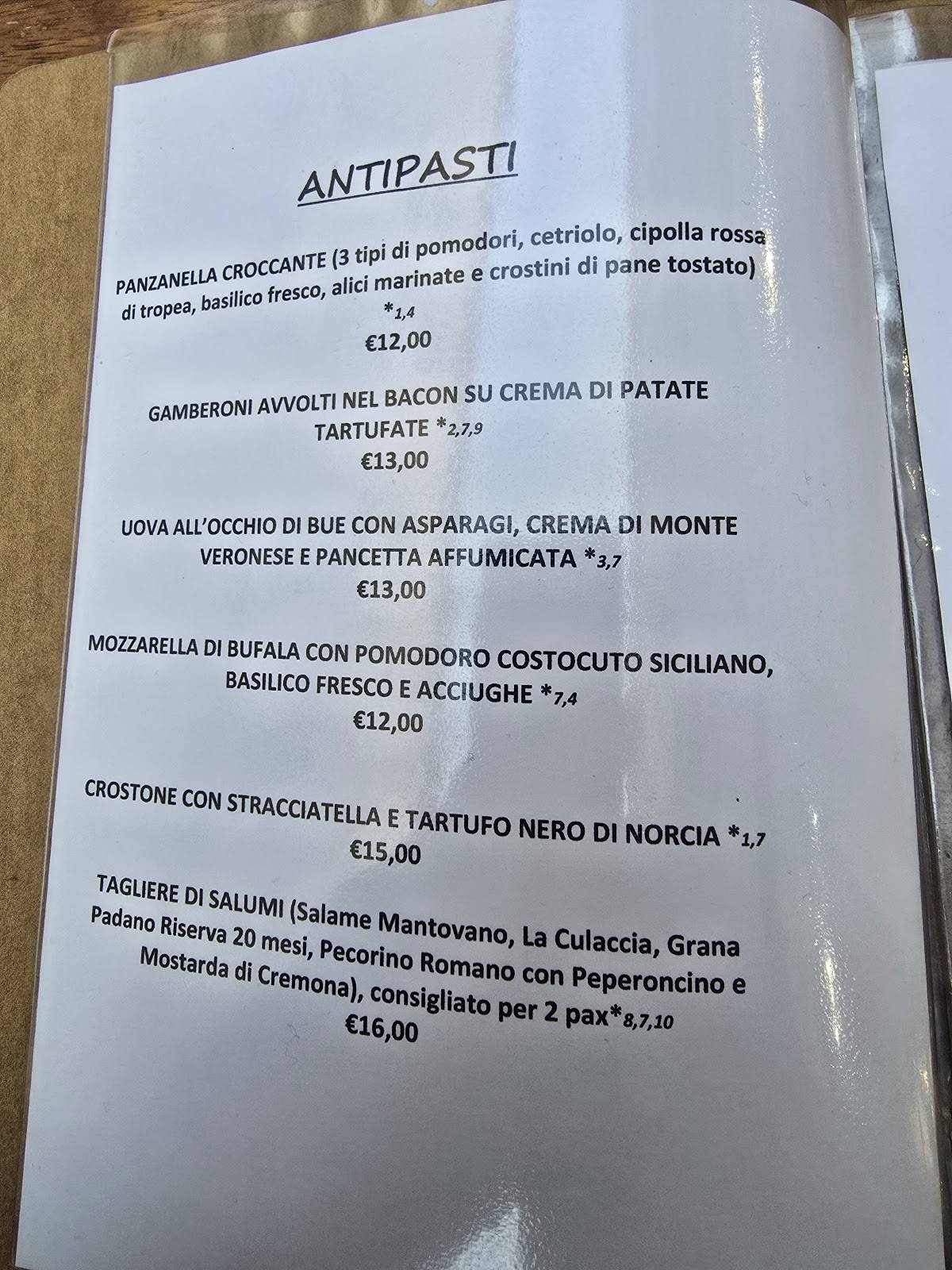 Menu di La Bottega dello Speziale 