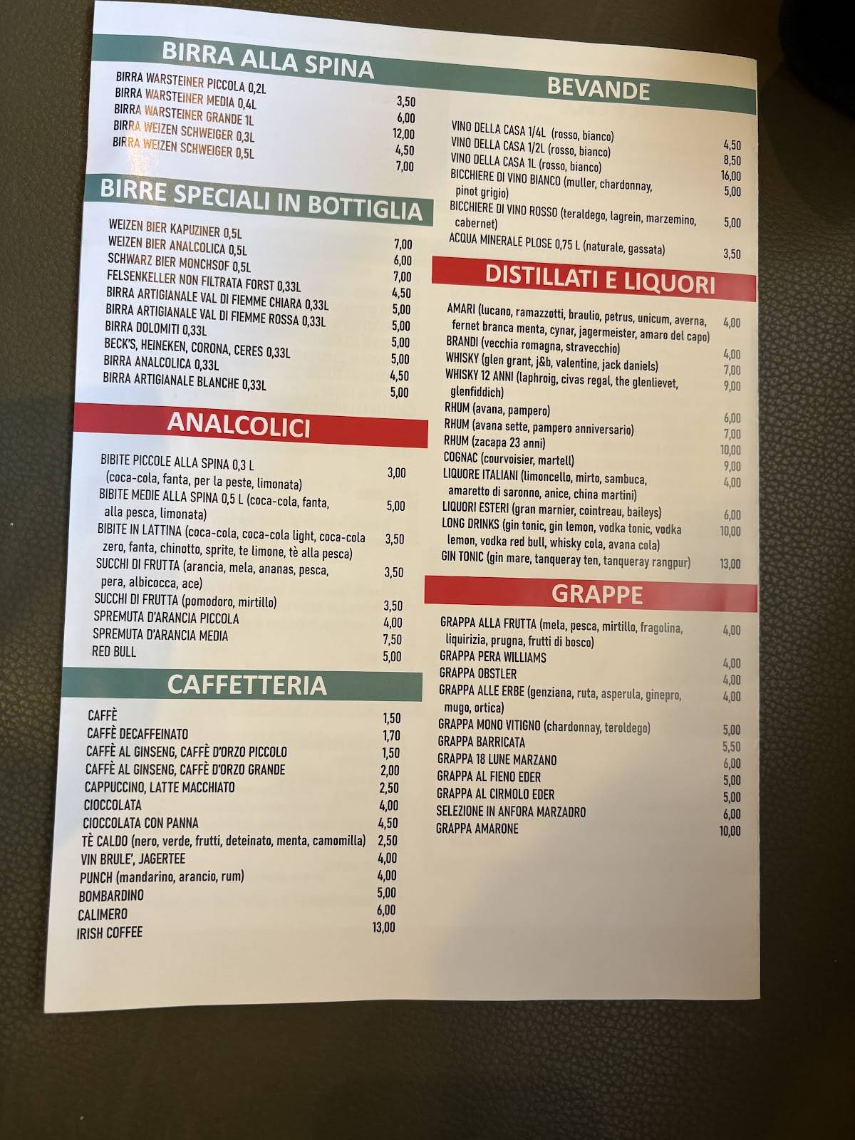 Menu di La Cantinetta - Canazei 