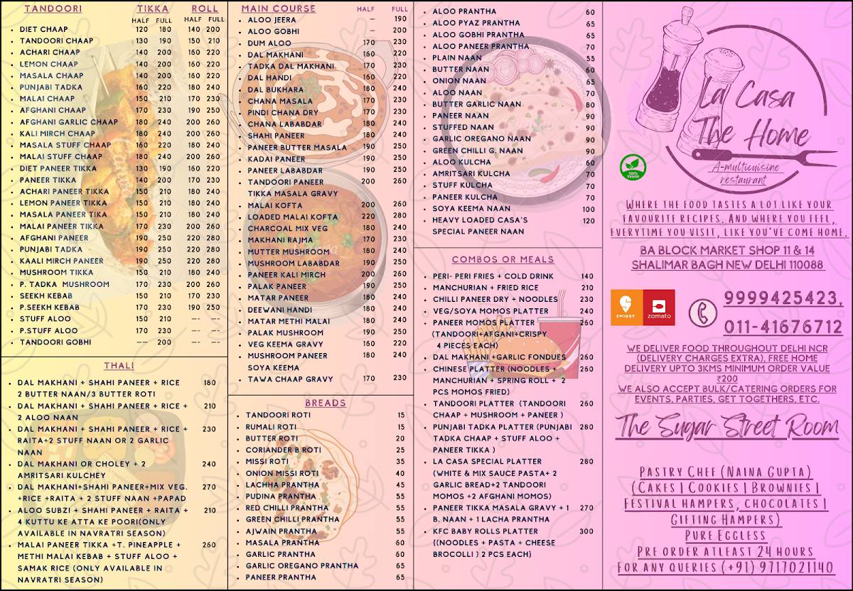 La Casa The Home menu