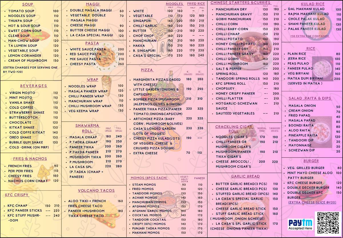 La Casa The Home menu