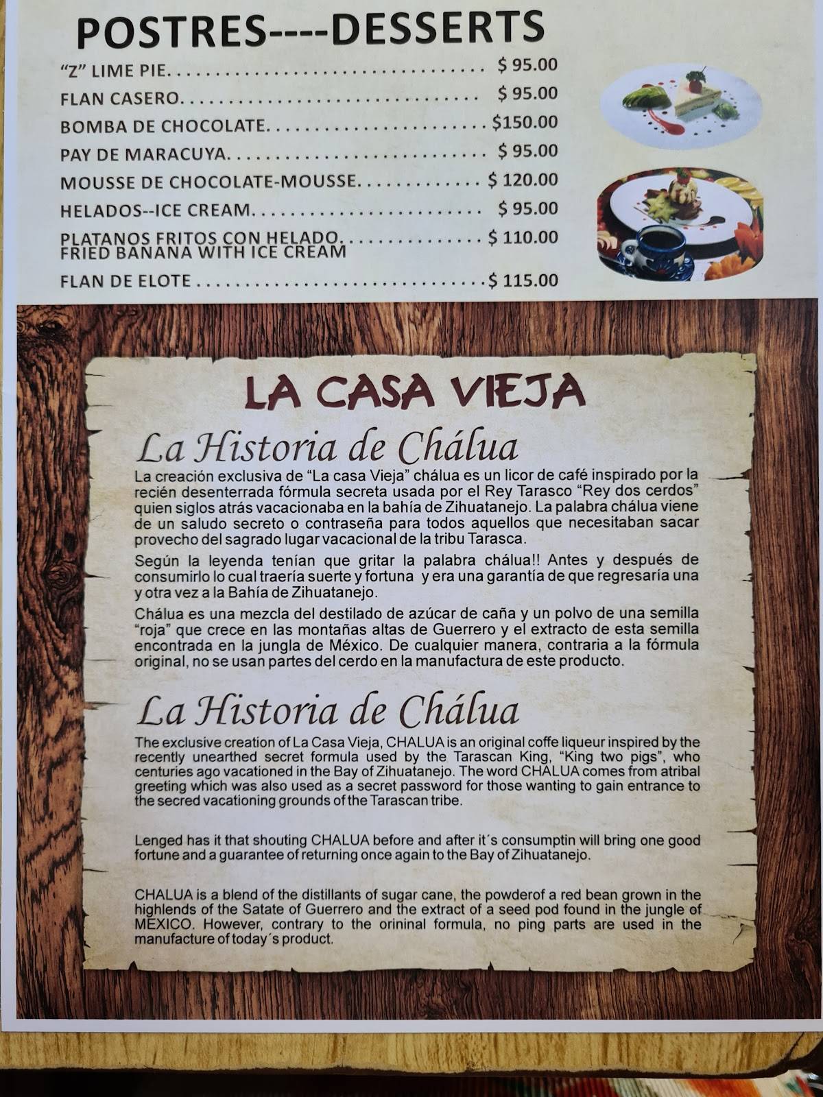 Menu At La Casa Vieja Restaurant Zihuatanejo Josefa Ortiz De Dom Nguez