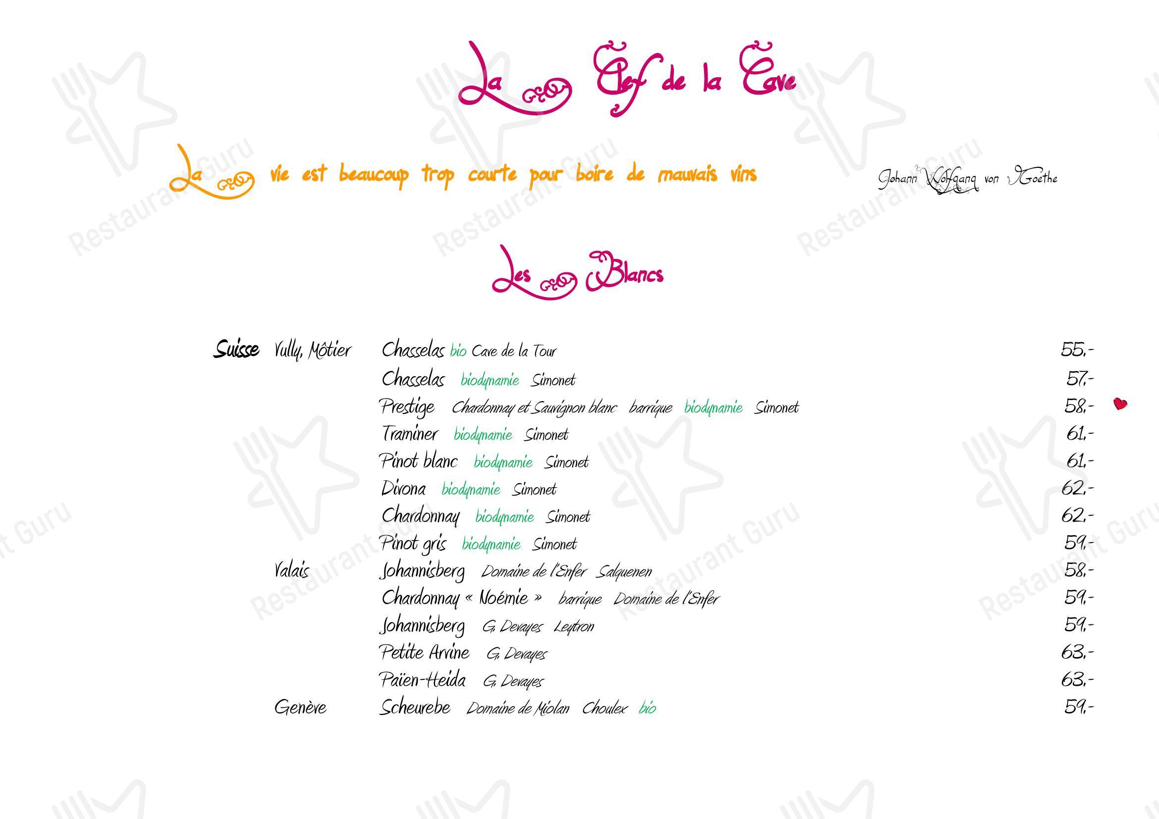 Lunch Menu per La Clef in Friburgo