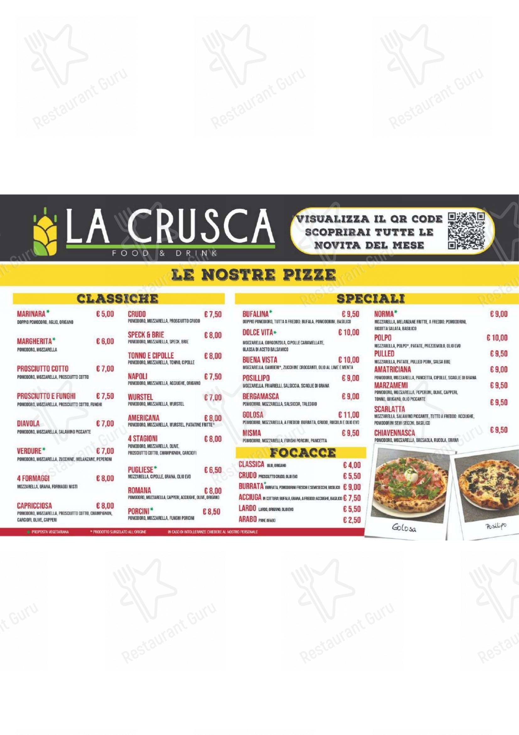 La Crusca Food & Drink - Pizzeria e Ristorante in Pradalunga - Menu