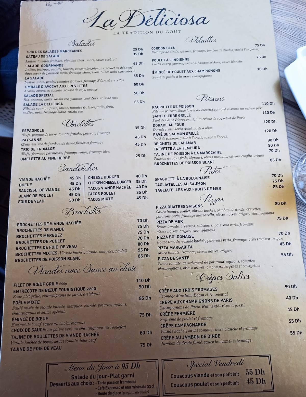 Menu de La Déliciosa
