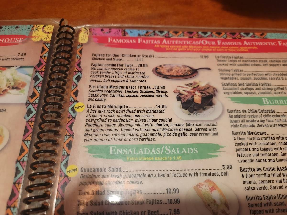 Menu at La Fiesta Mexican Restaurant, Knoxville