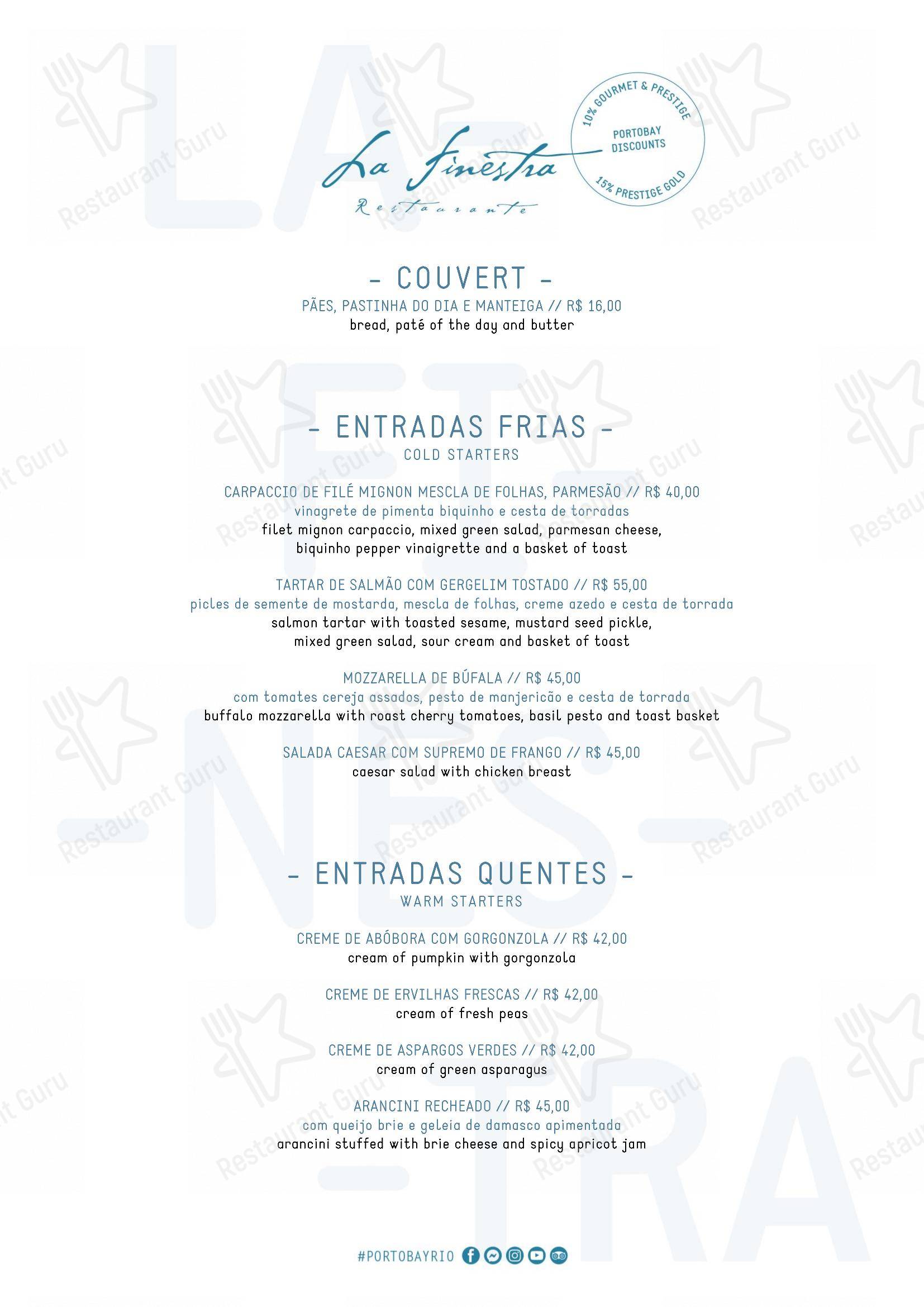 La Finestra - Menu