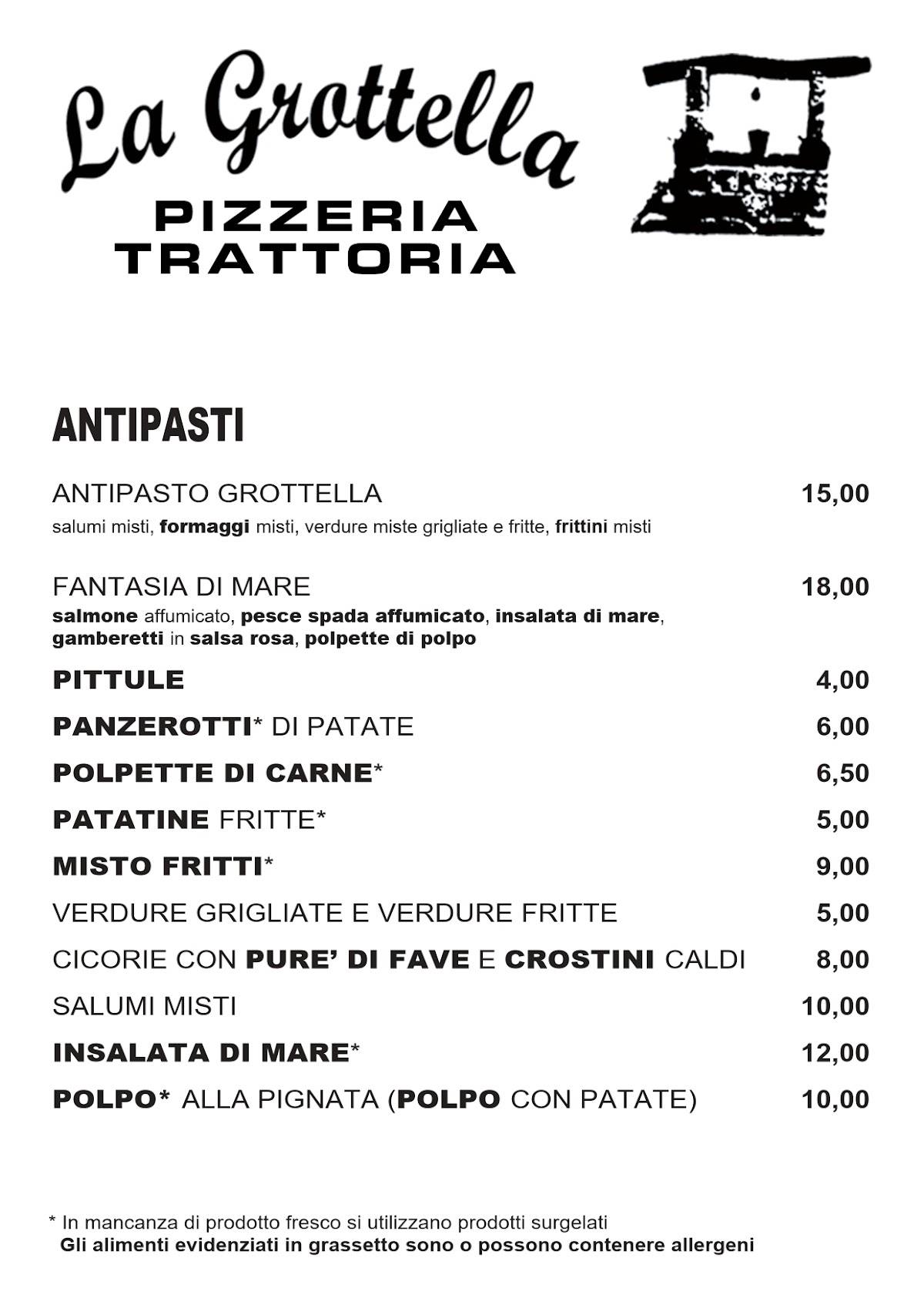 Menu di La Grottella 