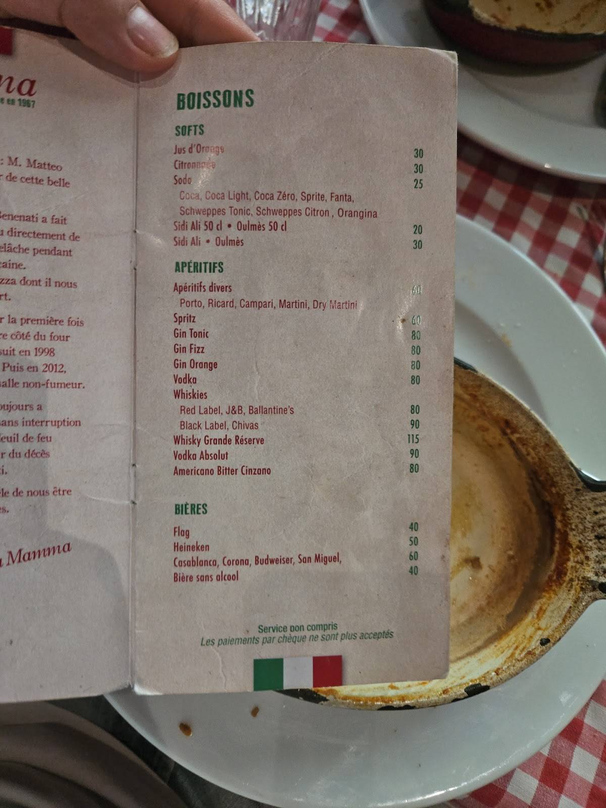 Menu de La Mamma’s Pizza