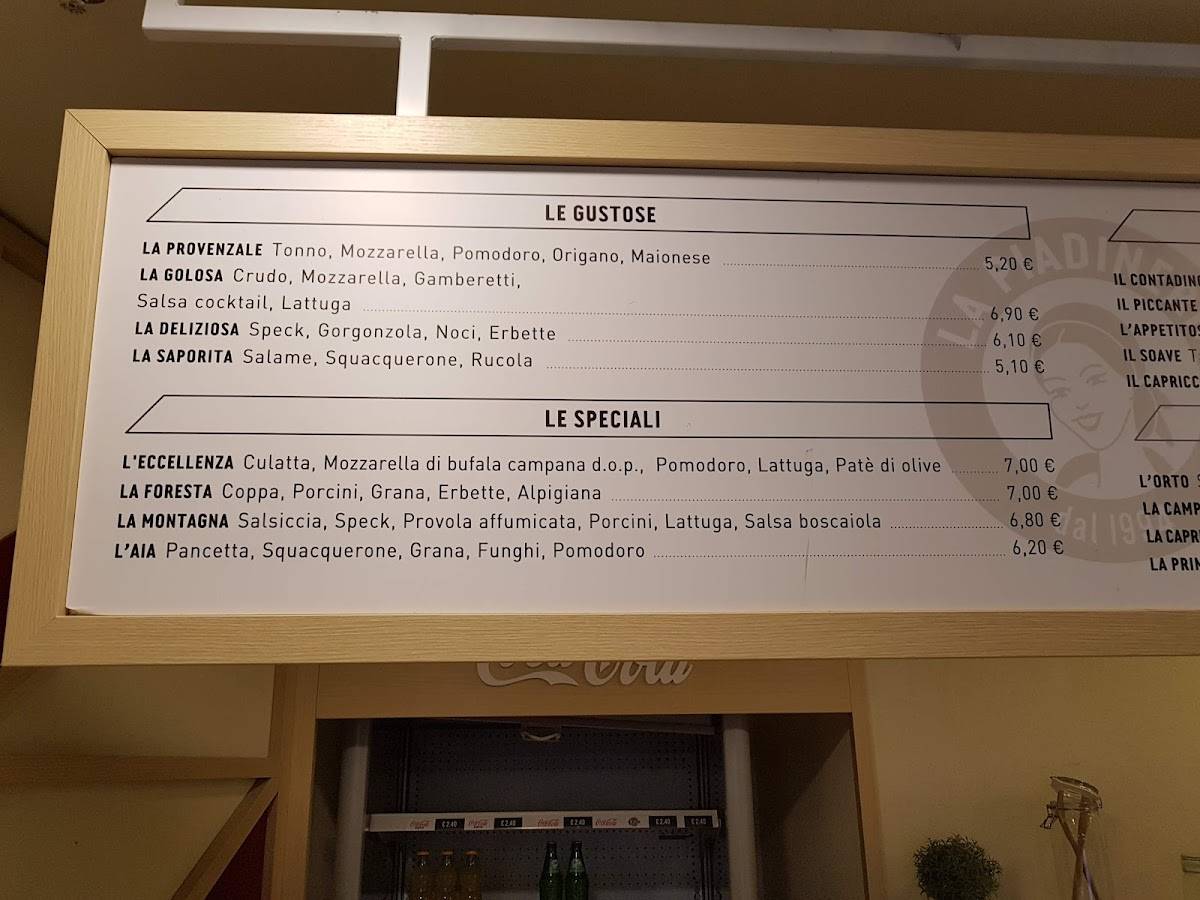 Menu di La Piadineria 