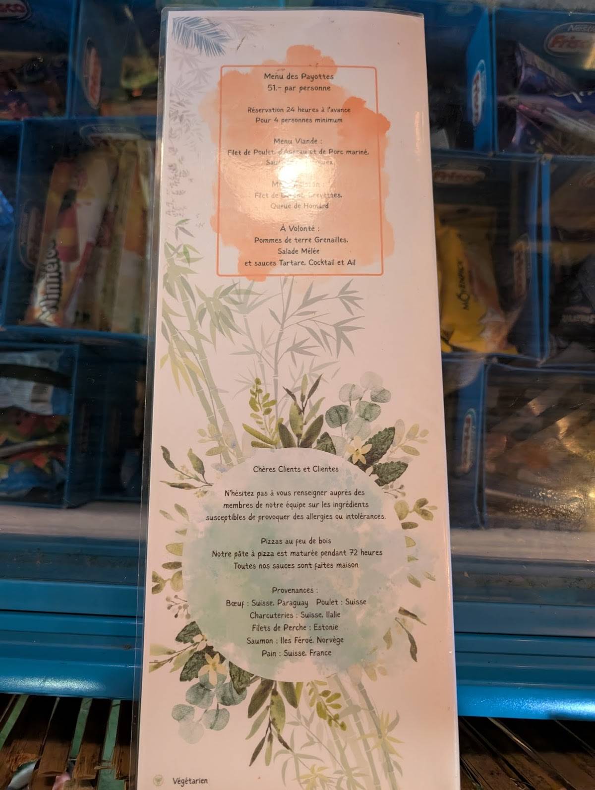 Menu di La Pichette des 4 Humeurs 