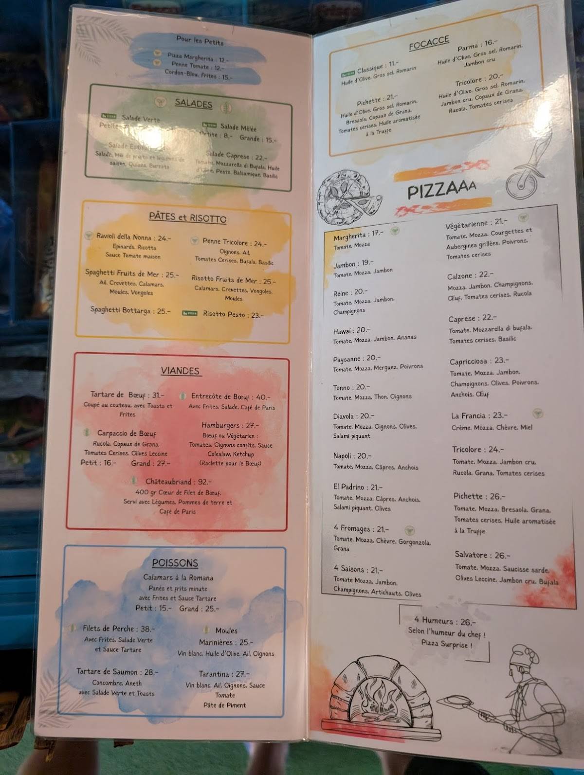 Menu di La Pichette des 4 Humeurs 