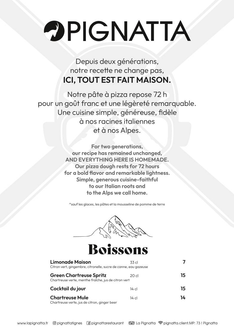 Menu de La Pignatta