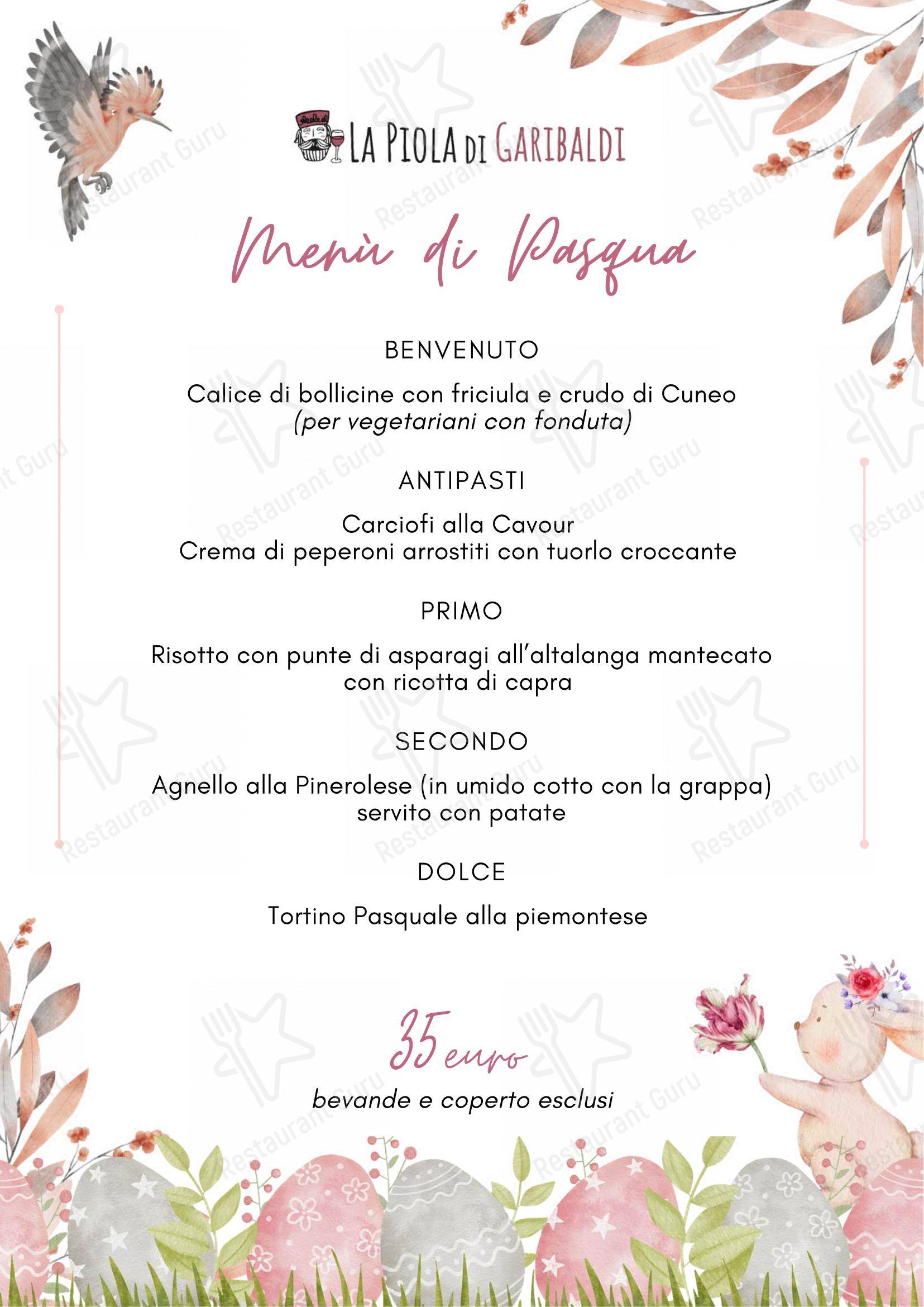 Menu di La Piola di Garibaldi - Menu bar
