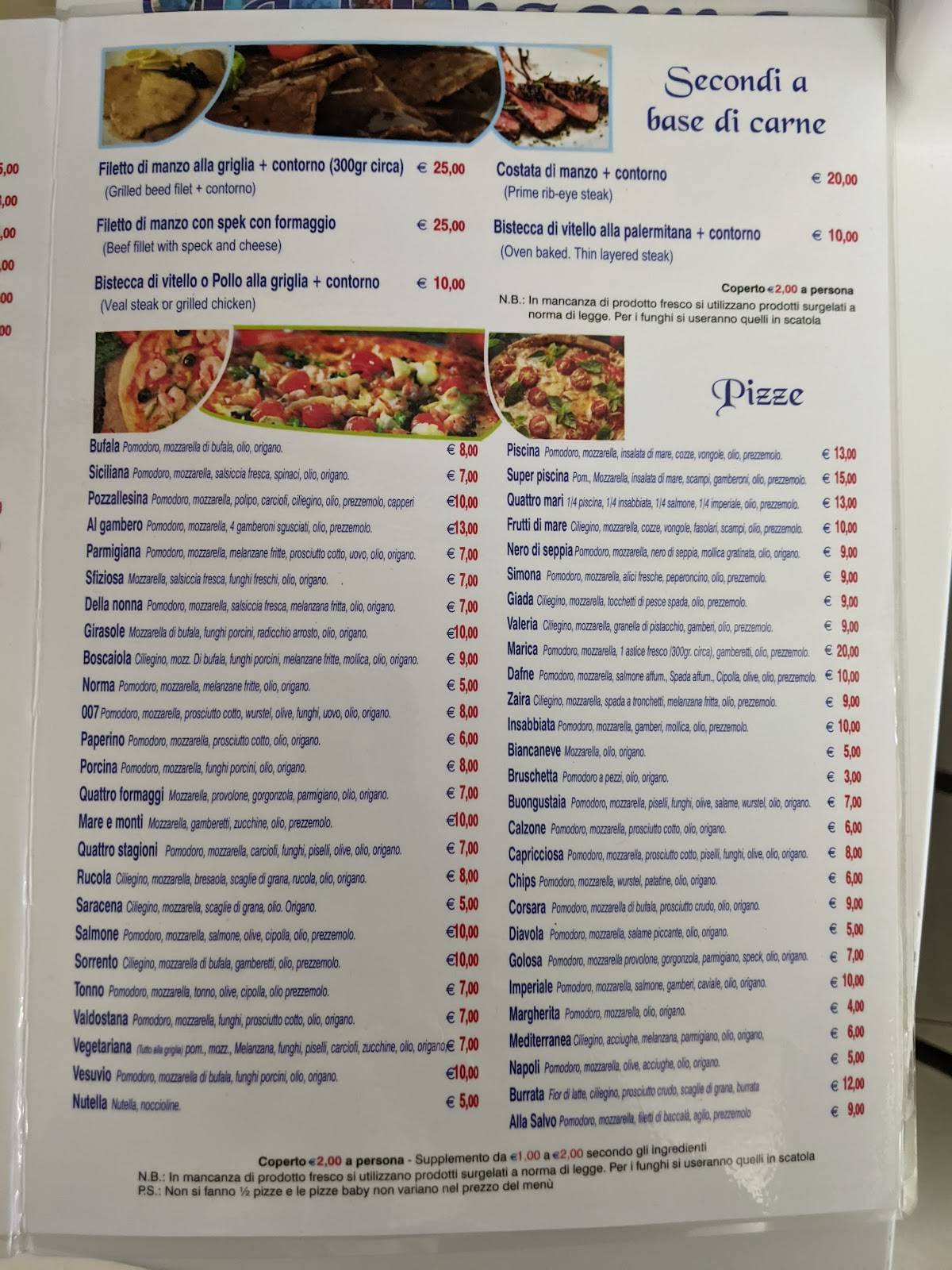 Menu di La Piscina 