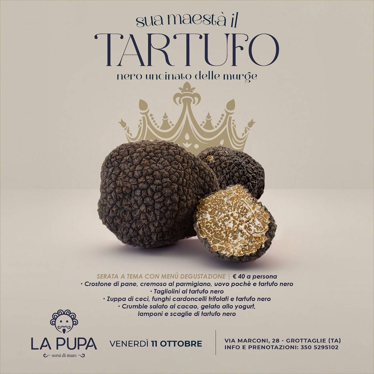 Menu di La Pupa sorsi di mare 