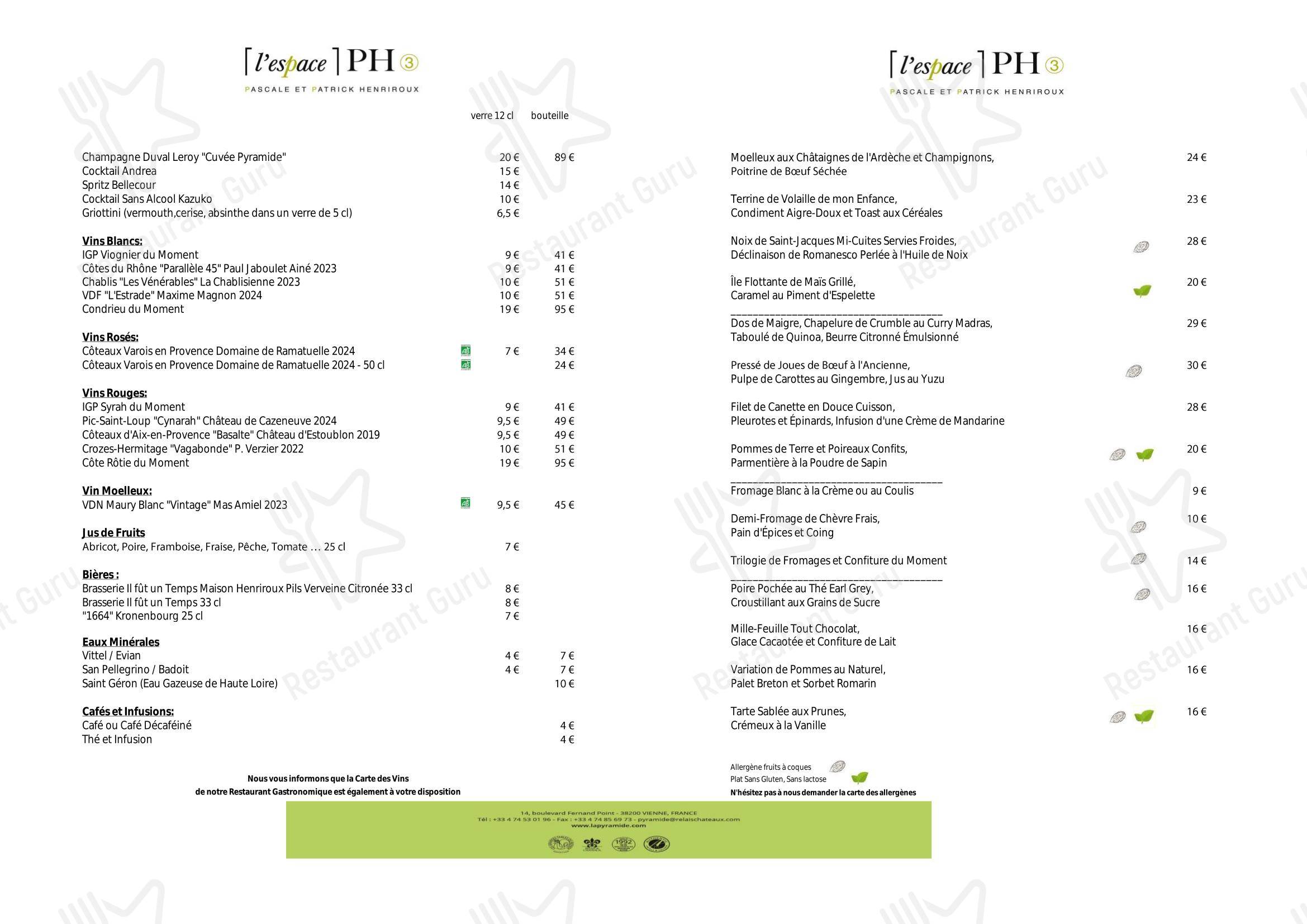 Takeaway Menu pour La Pyramide - Hôtel Restaurant (Isère) dans Vienne