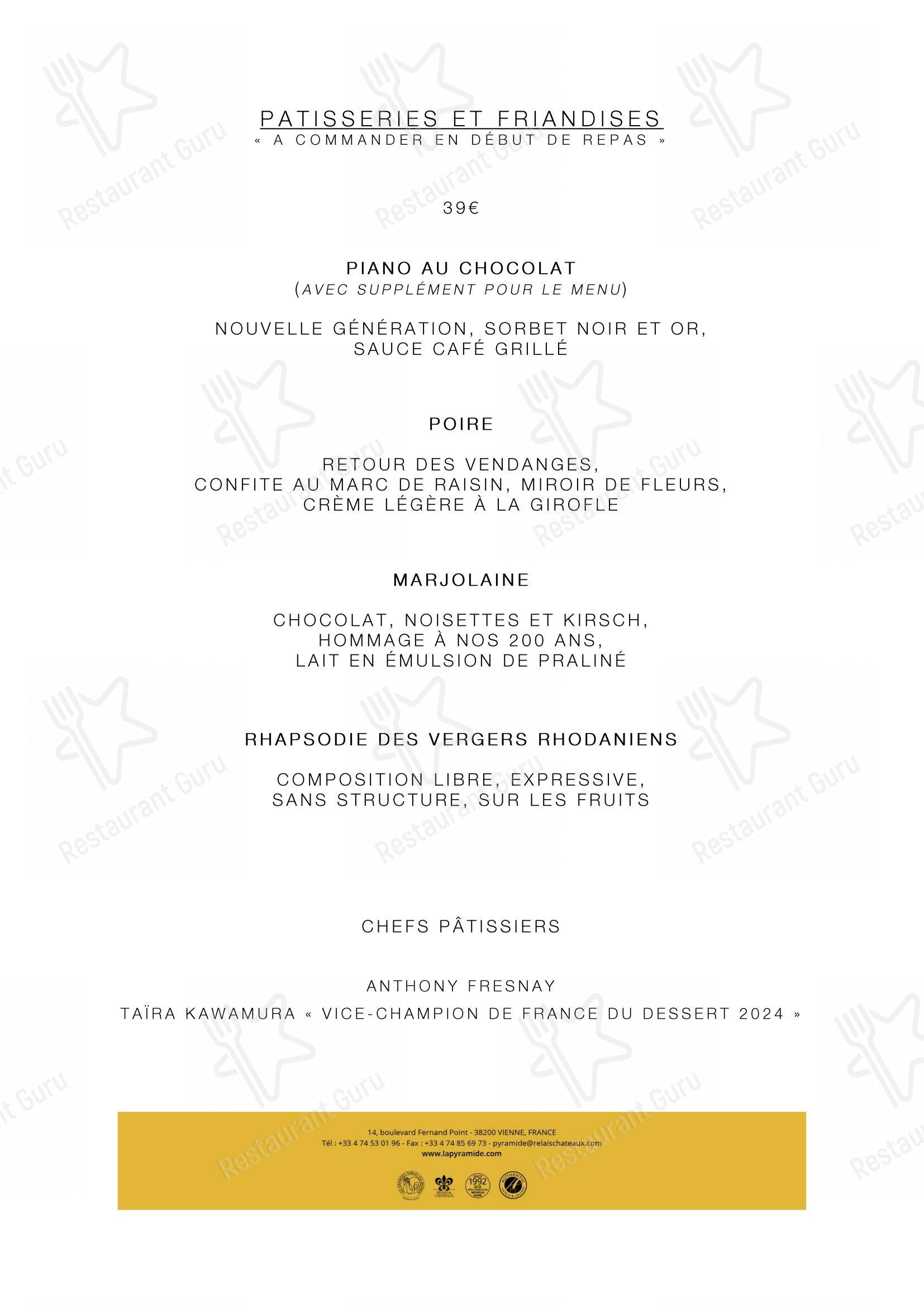 La Pyramide - Hôtel Restaurant (Isère) dans Vienne - Ночное меню