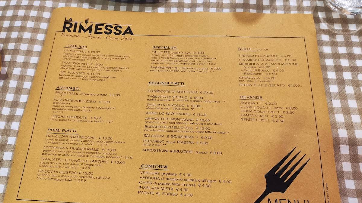 Menu di La Rimessa - Ristorante 
