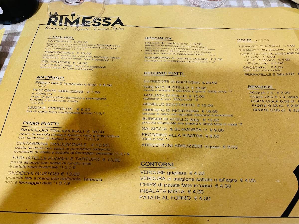 Menu di La Rimessa - Ristorante 