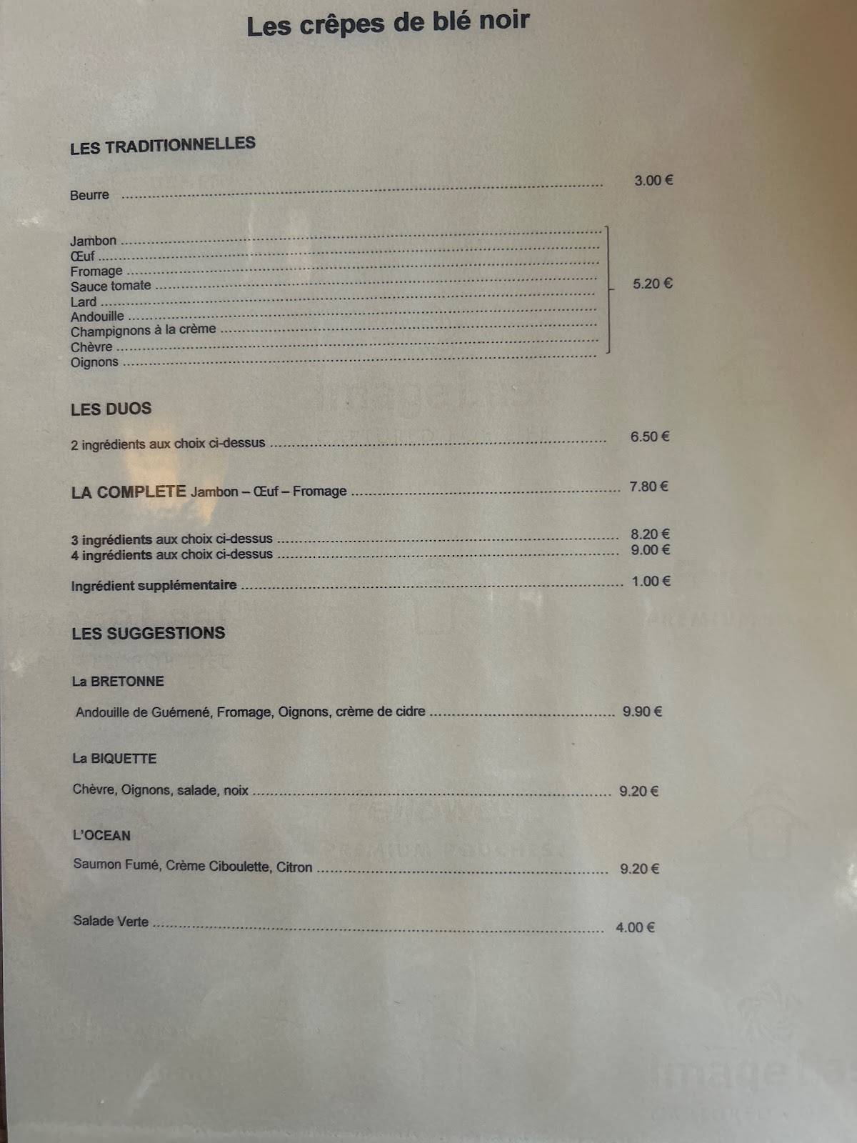 Menu de La Riviera