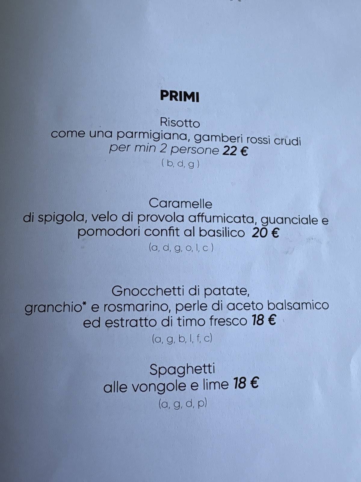 Menu di La Rosta 