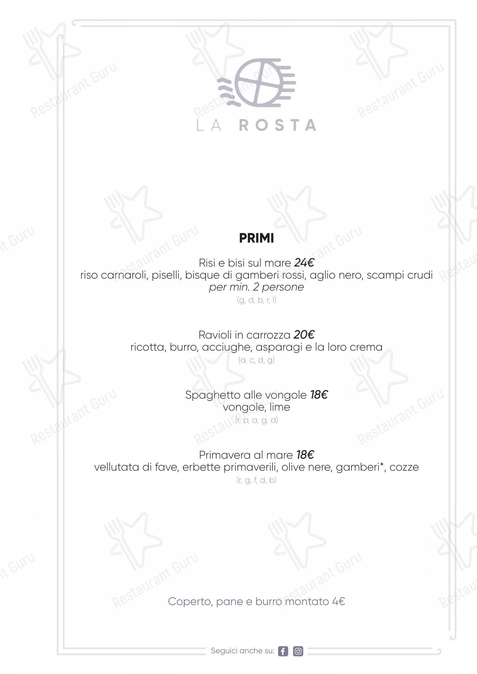 Menu di La Rosta - Menu