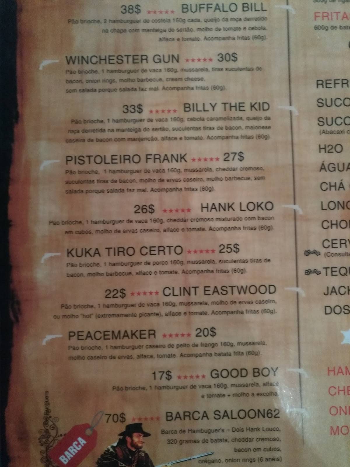 Redneck Burger62 cardápio