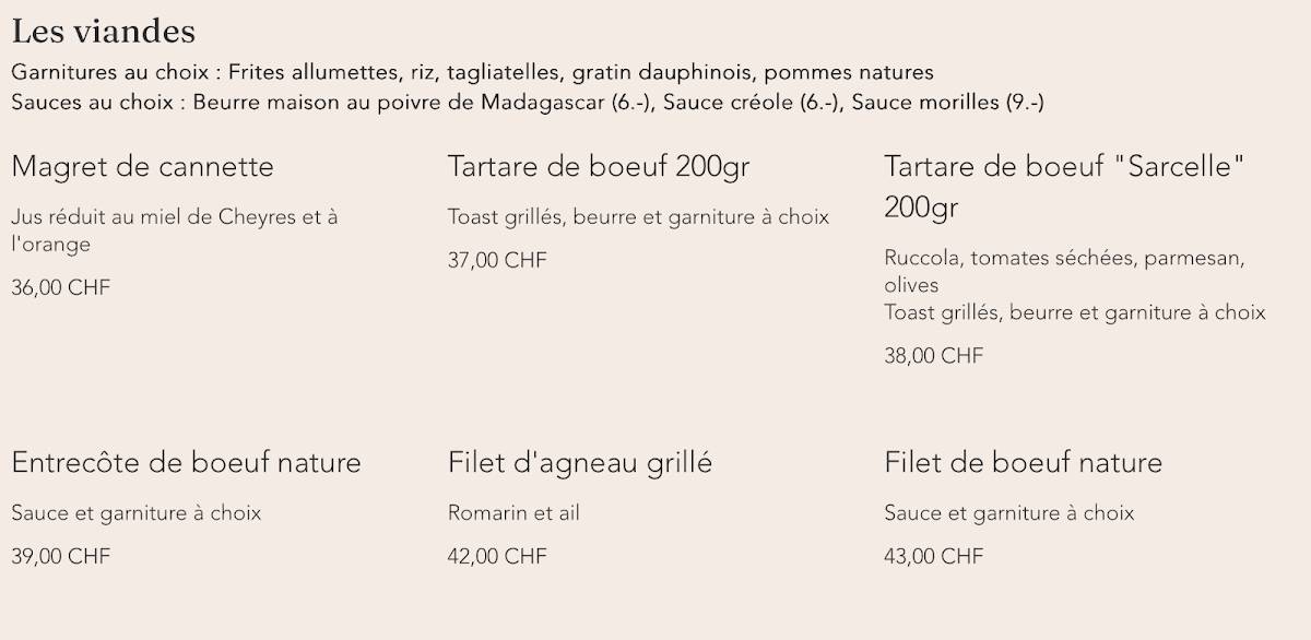Menu di La Sarcelle 