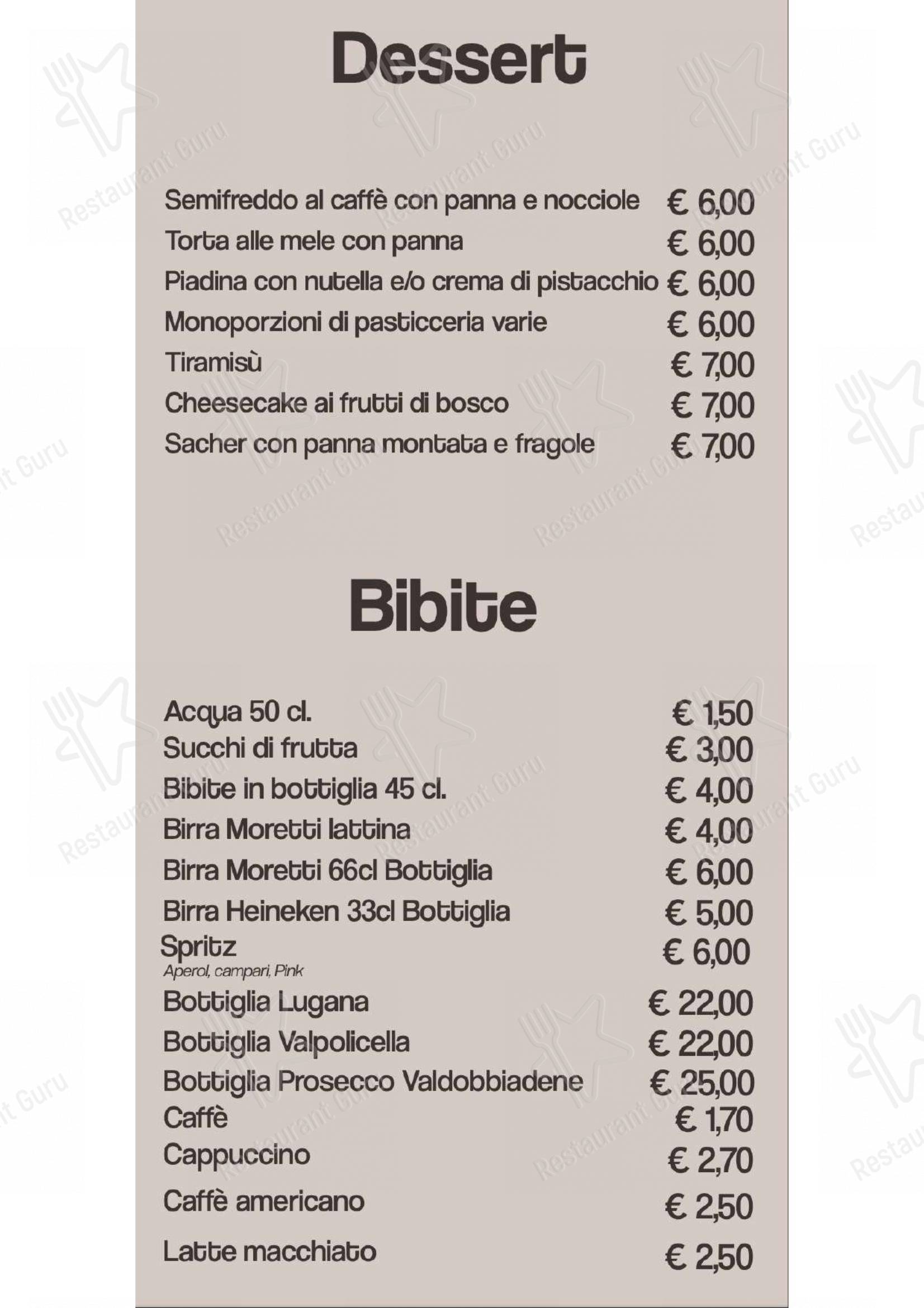 Menu per La Stuzzicheria Piadineria pub & bar
