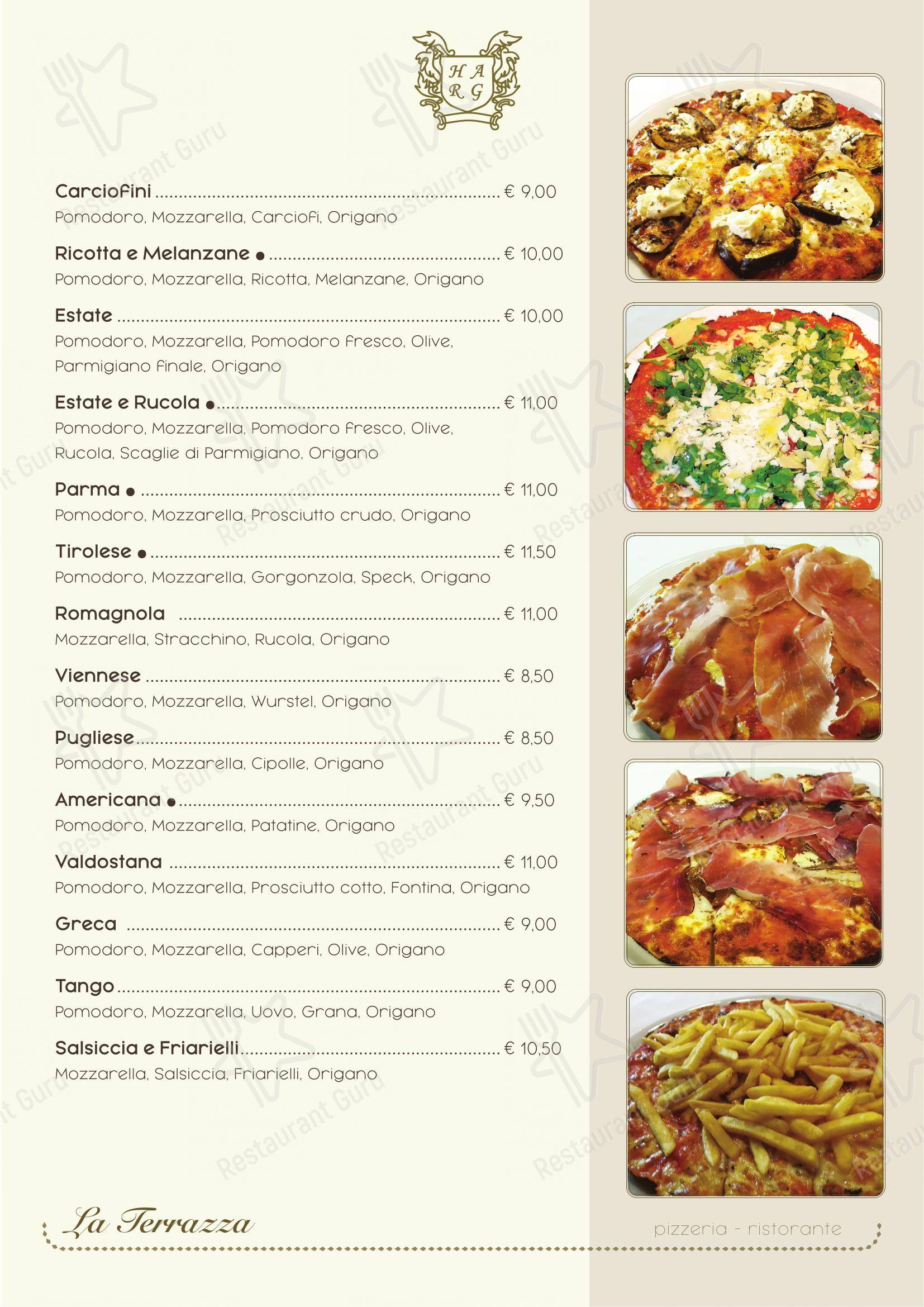Menu per La Terrazza in Rivarolo Canavese