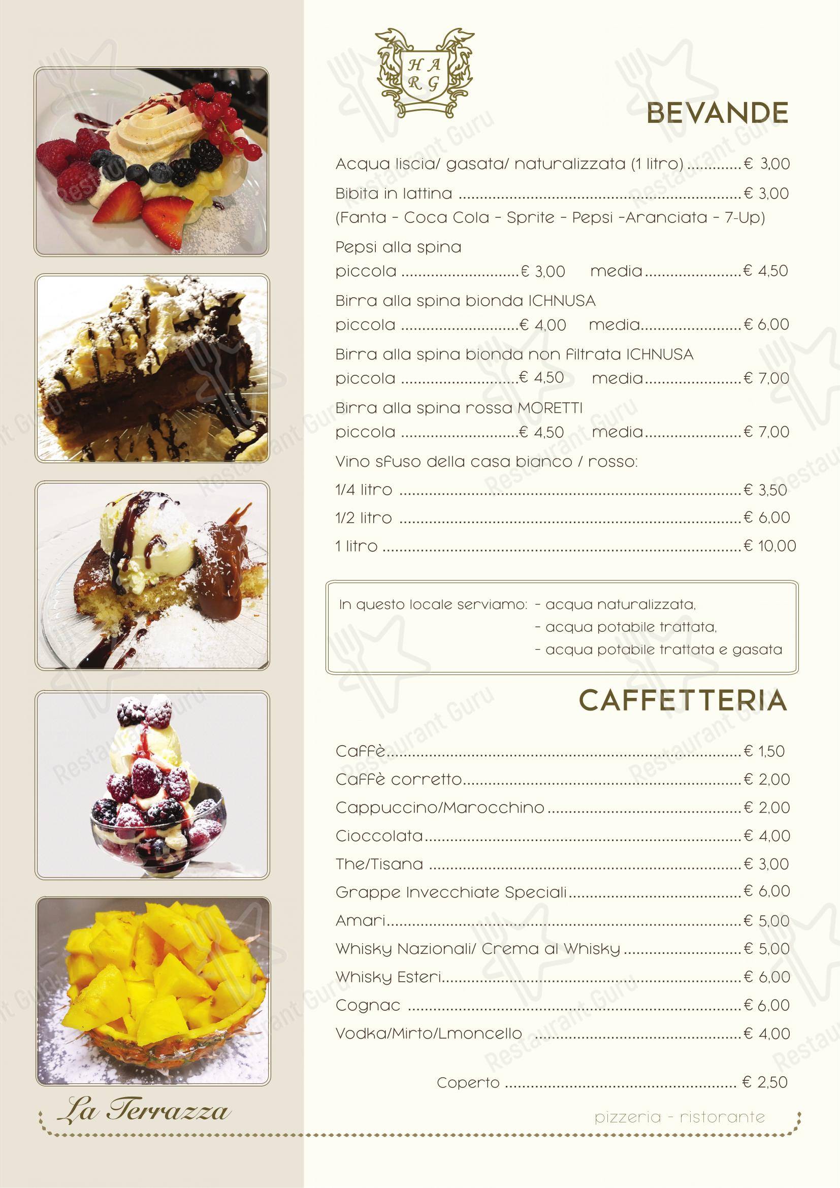 Menu per La Terrazza ristorante