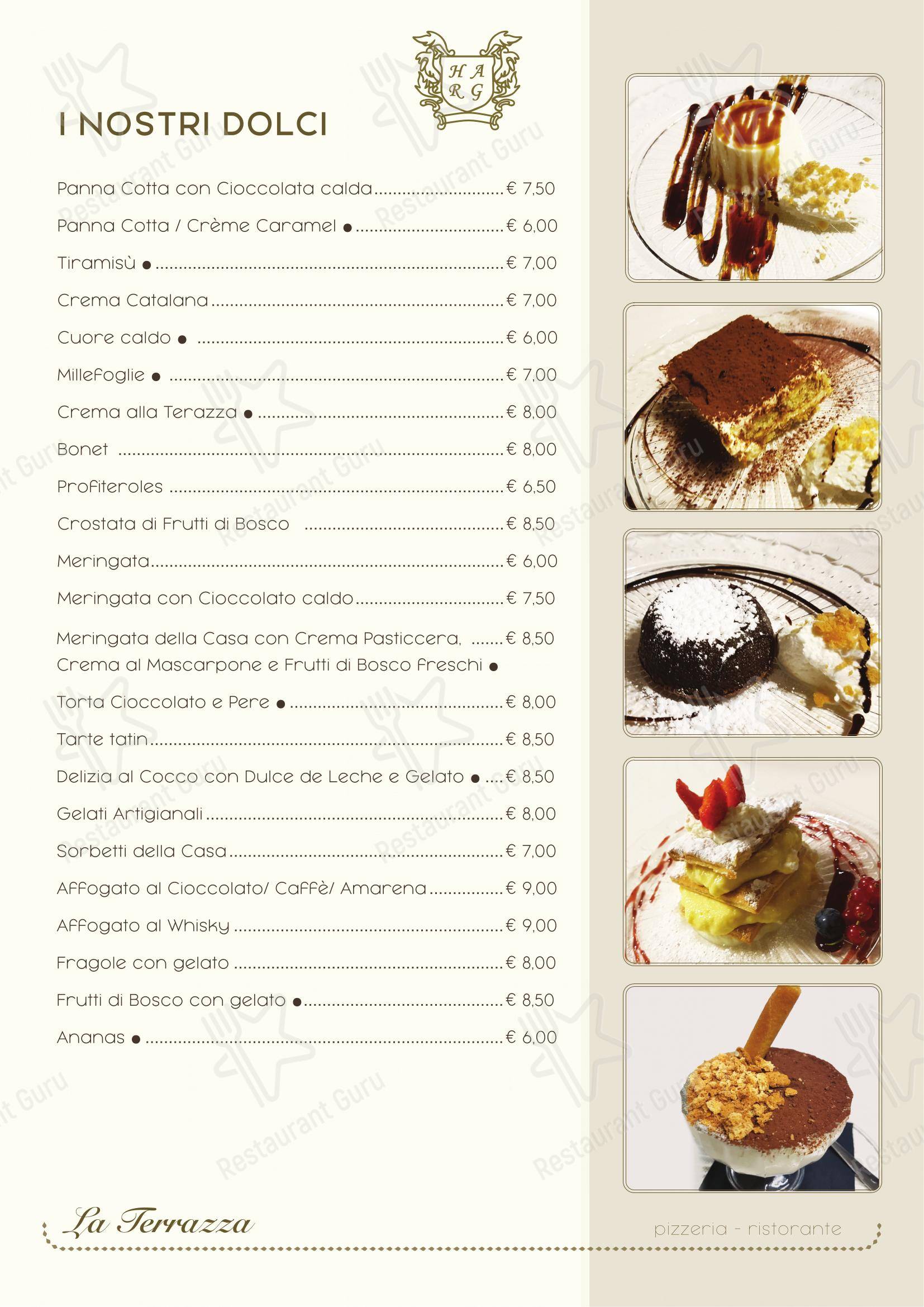 Menu per La Terrazza in Rivarolo Canavese