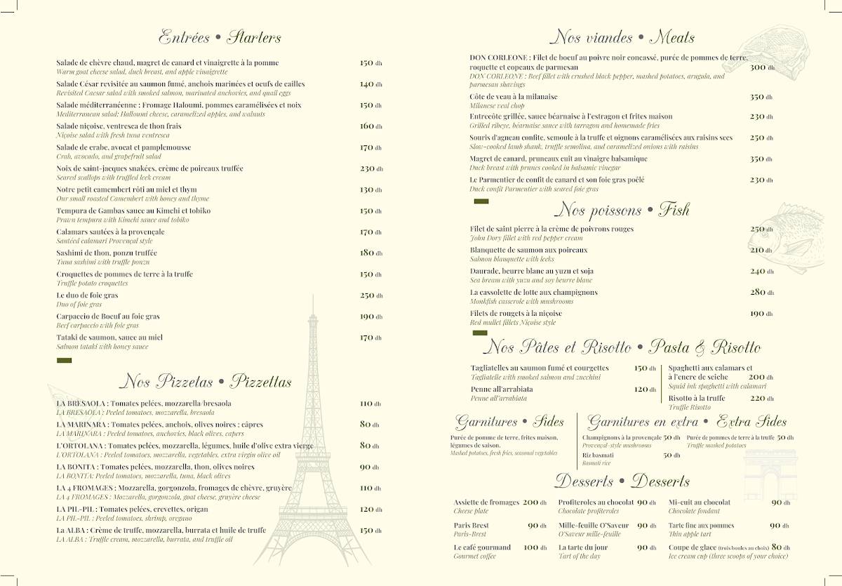Menu de Ô Saveur