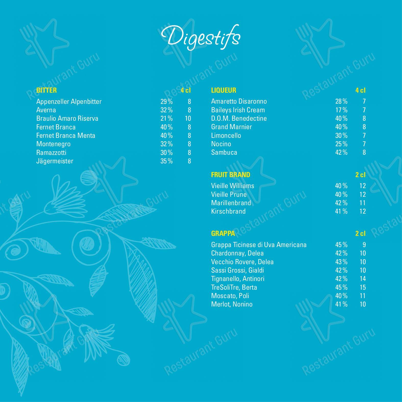 Dinner Menu per Bed & Breakfast Giardino Lago ristorante