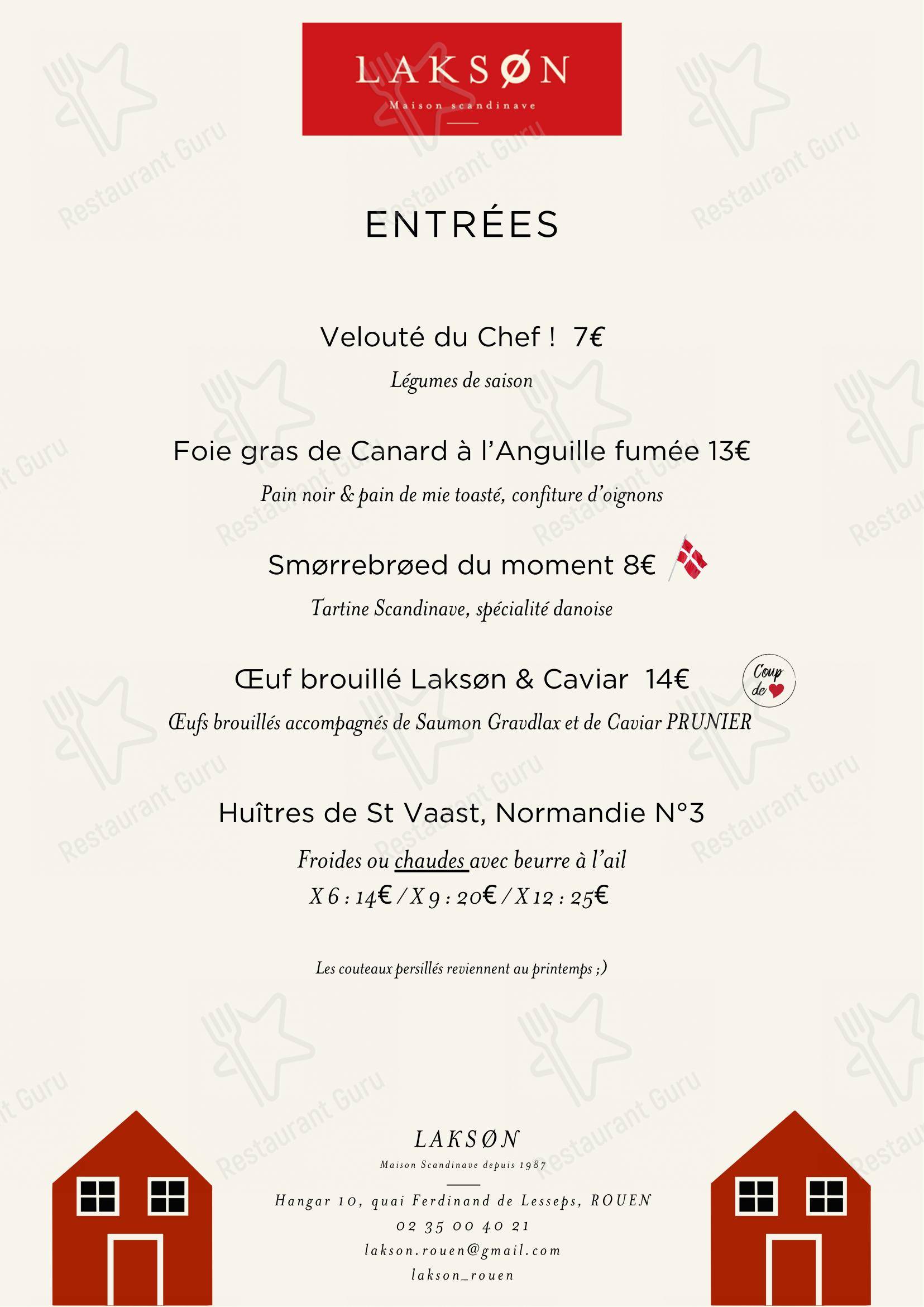 Menu pour Laksøn Rouen restaurant