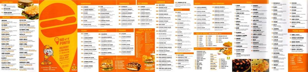 Lanches no Ponto cardápio