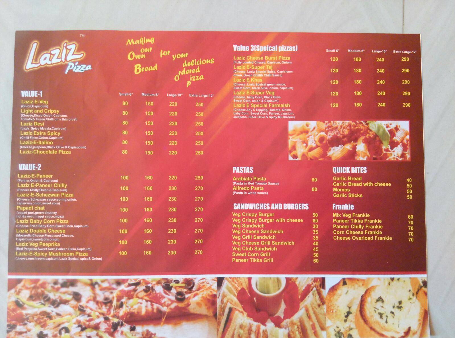 Laziz Pizza sangamner menu