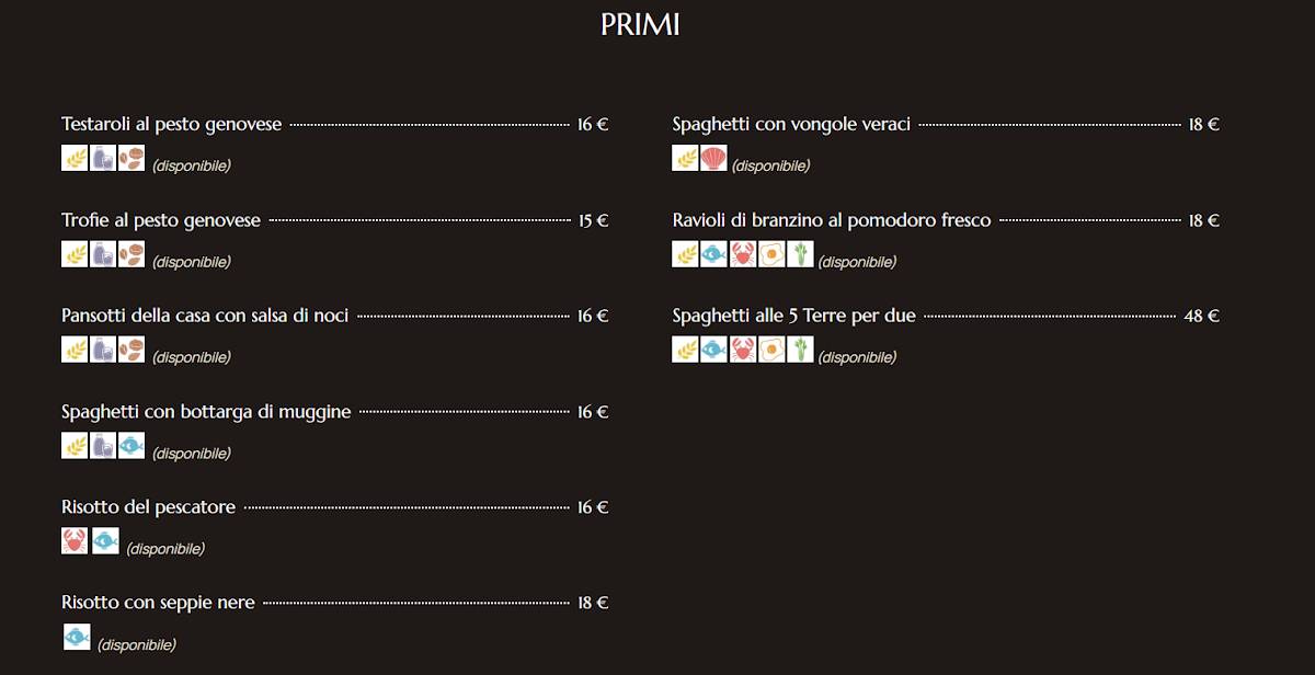 Menu di Le 5 Terre 