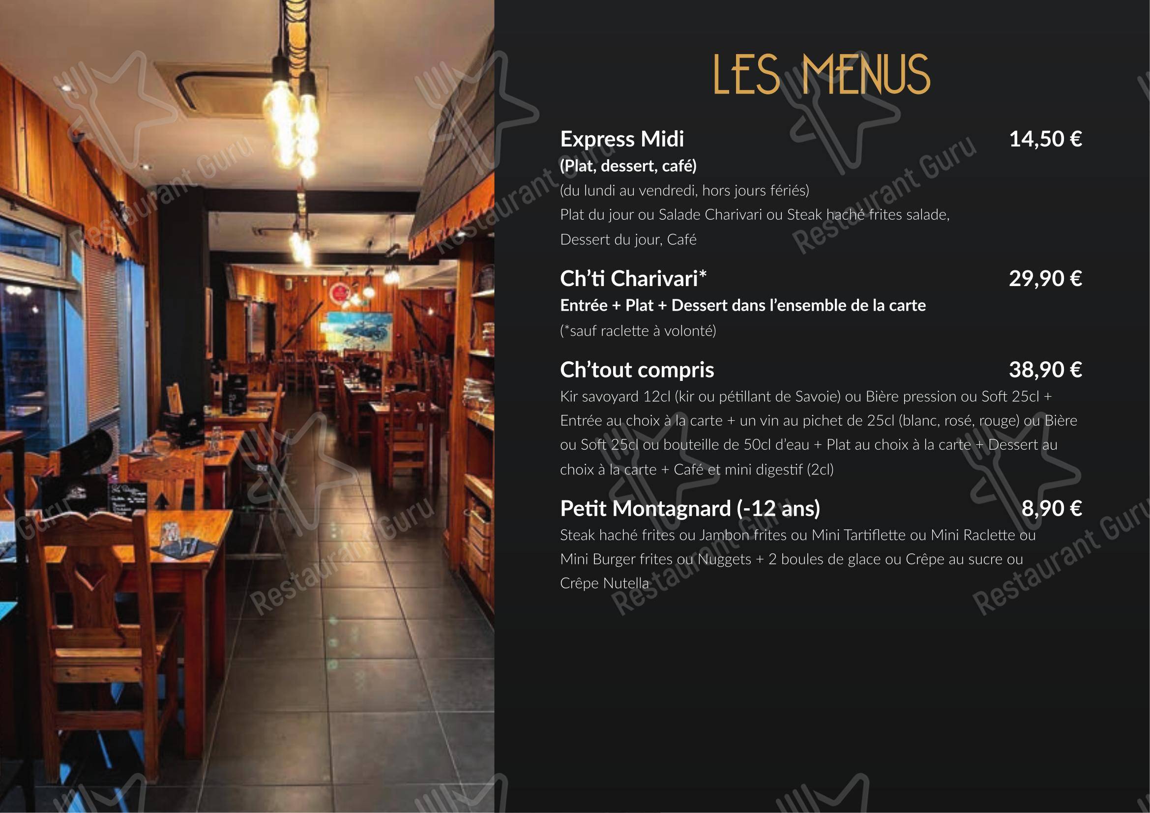 Menu pour Le Ch'ti Charivari - Menu