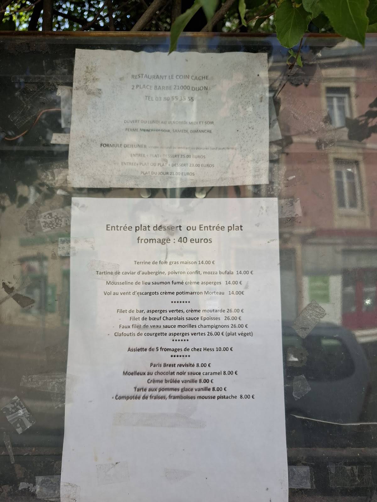 Menu de Le Coin Caché