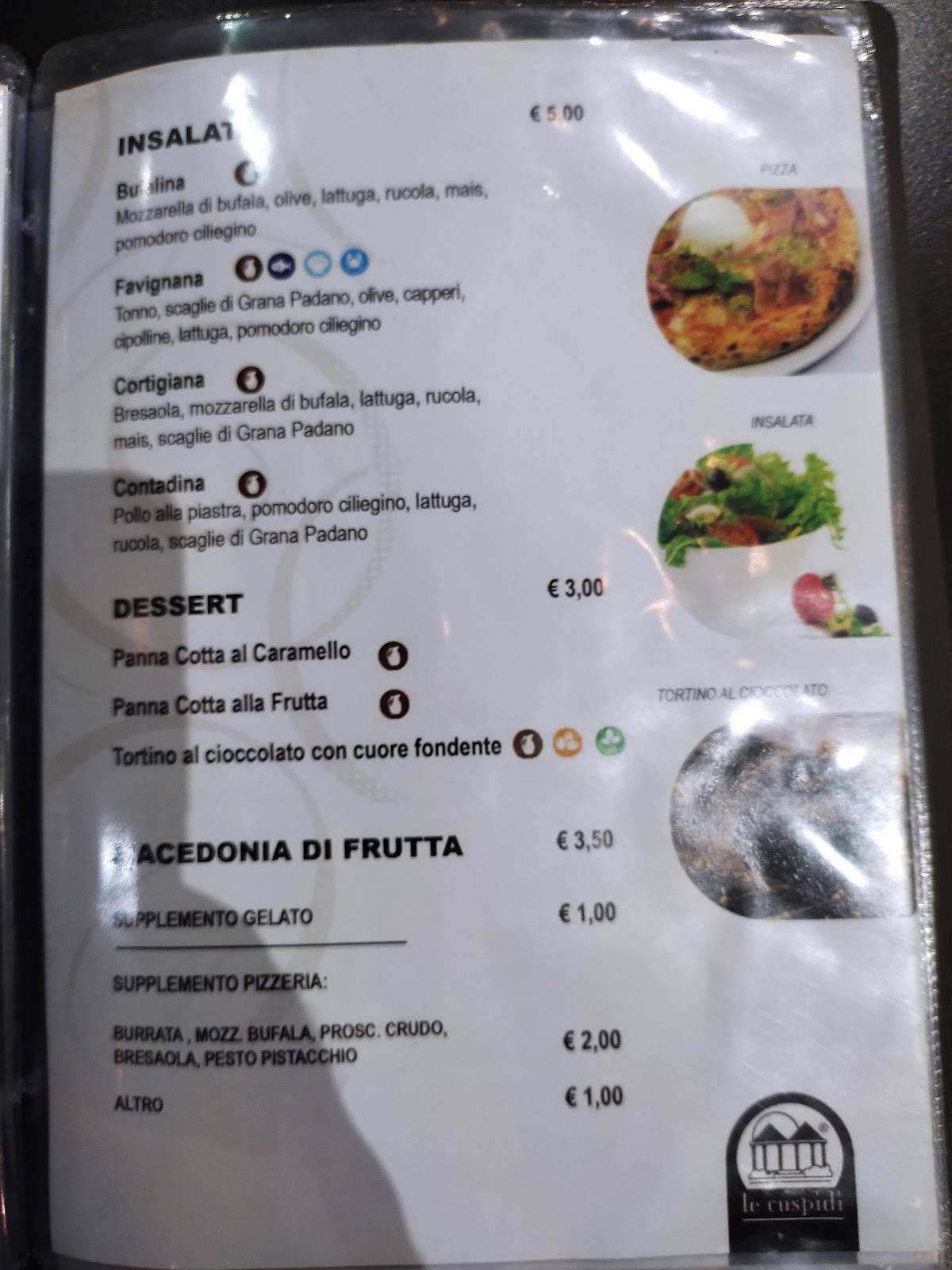 Menu di Le Cuspidi Raffadali 